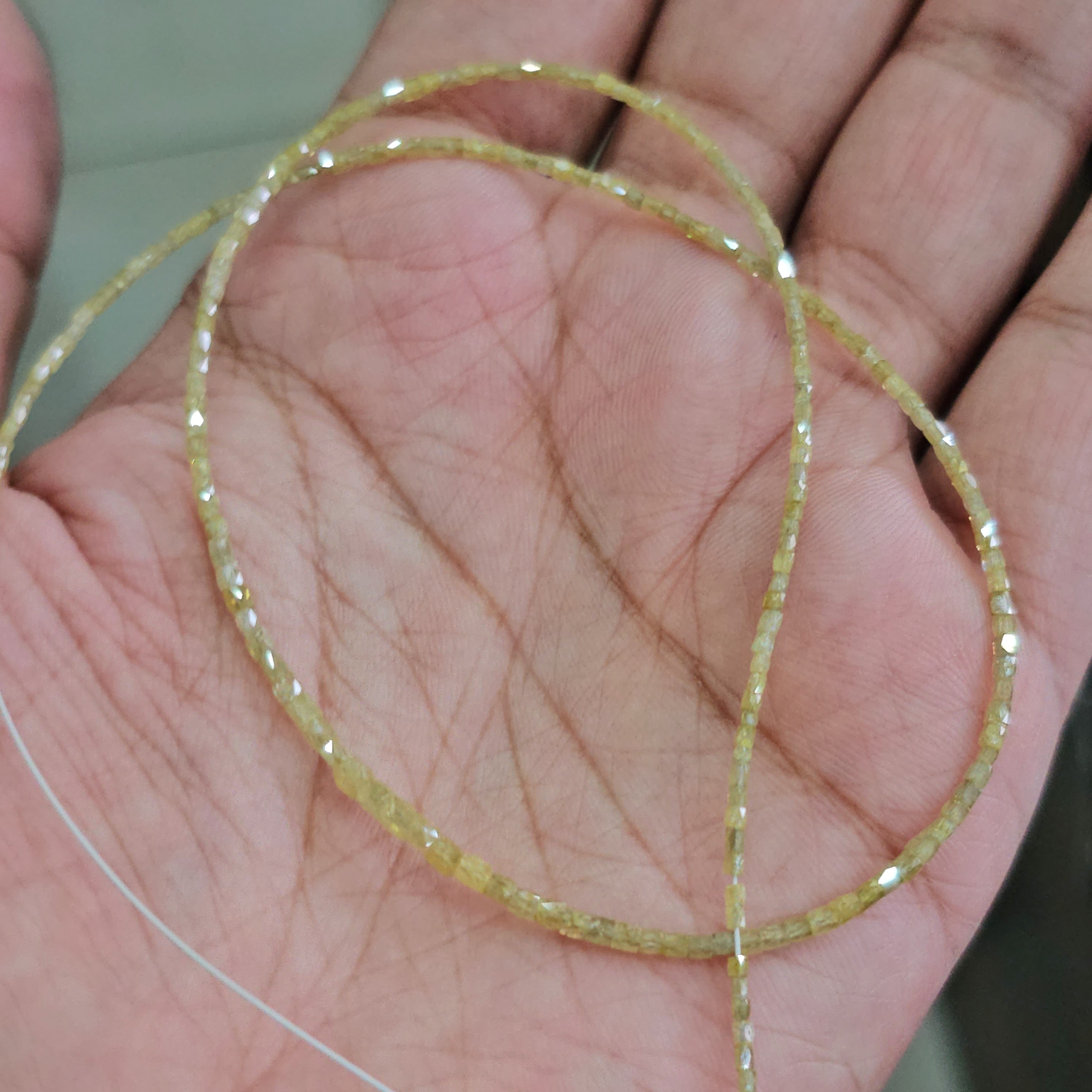 Yellow Diamond Faceted Cylinder beads - 14" Inches - The LabradoriteKing