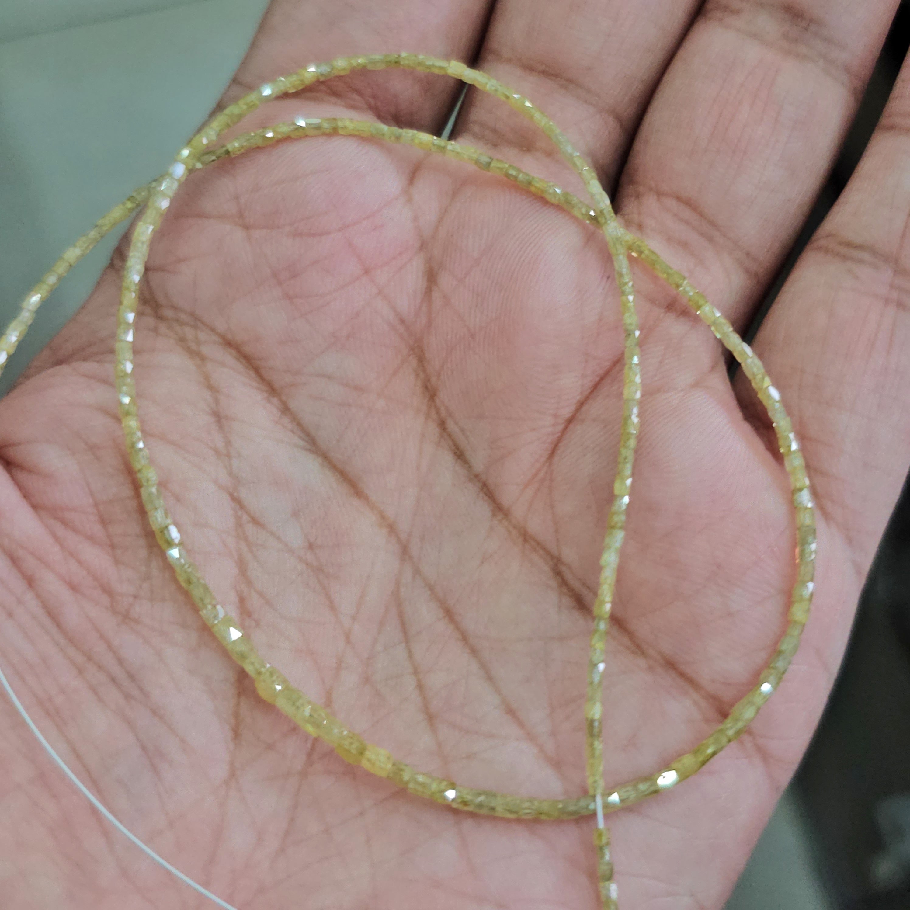 Yellow Diamond Faceted Cylinder beads - 14" Inches - The LabradoriteKing