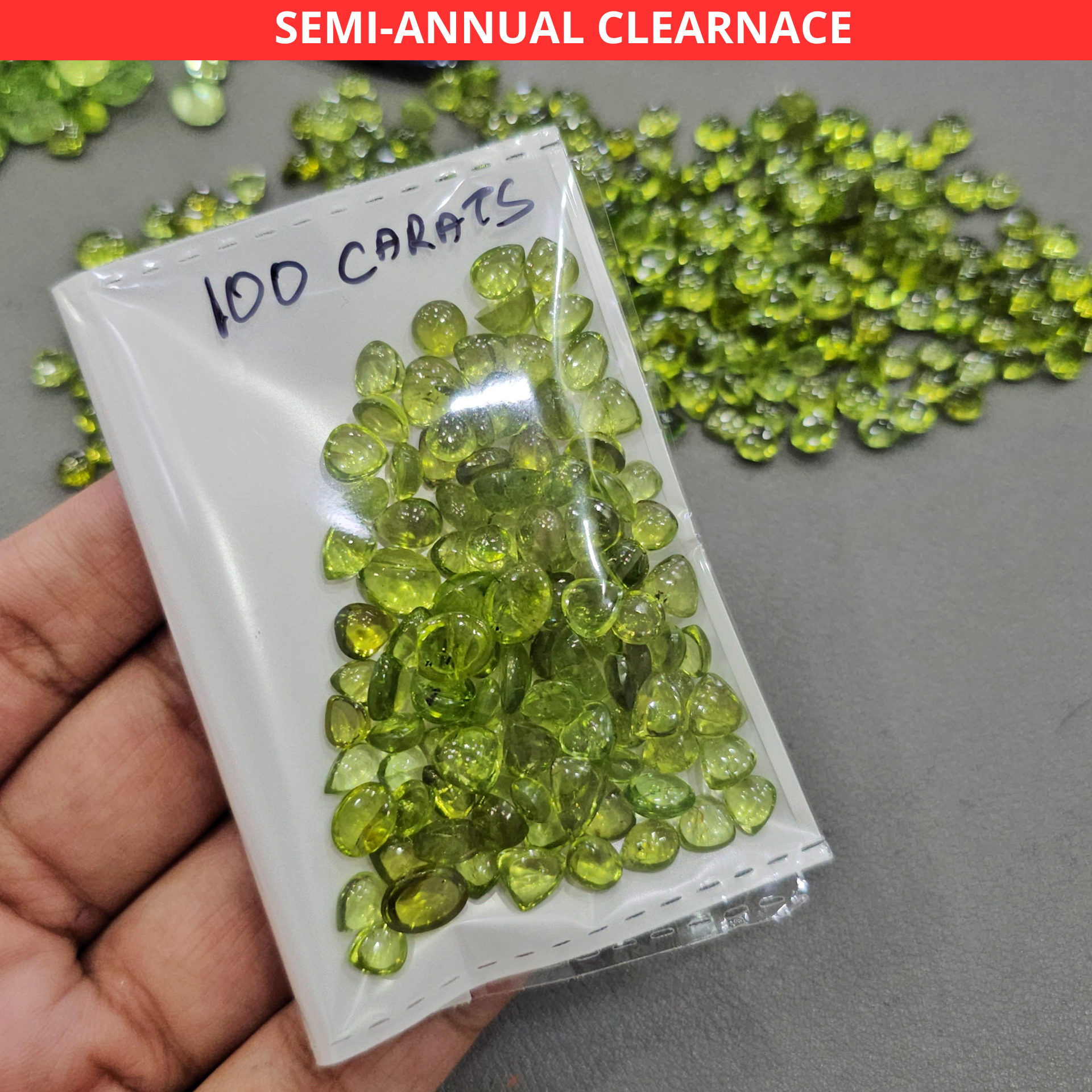 100cts of Natural Peridot Cabochons | 5–10mm | 70–80 Pcs