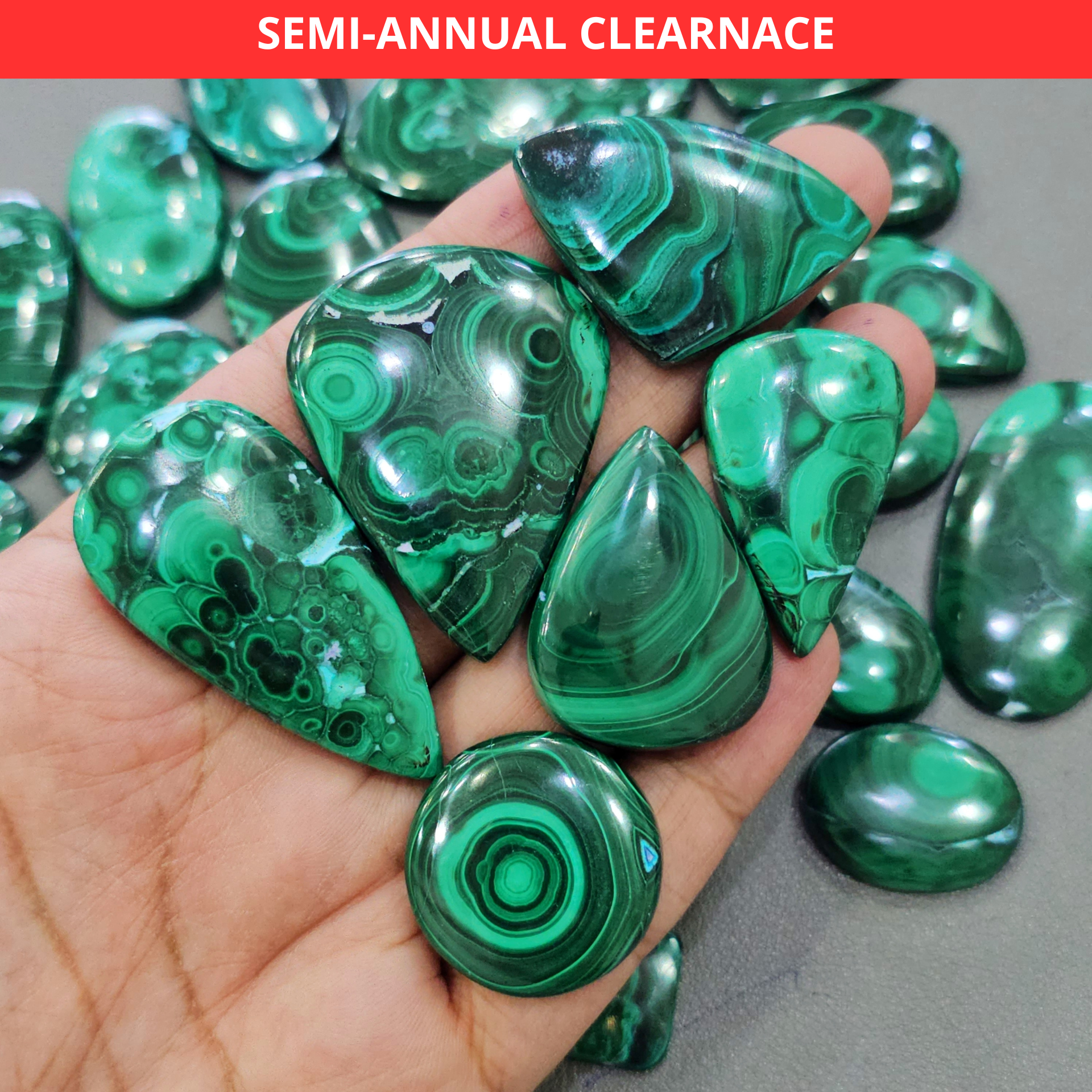 500 Grams Natural Malachite Gemstones | 20–55mm | 30–40 Pcs