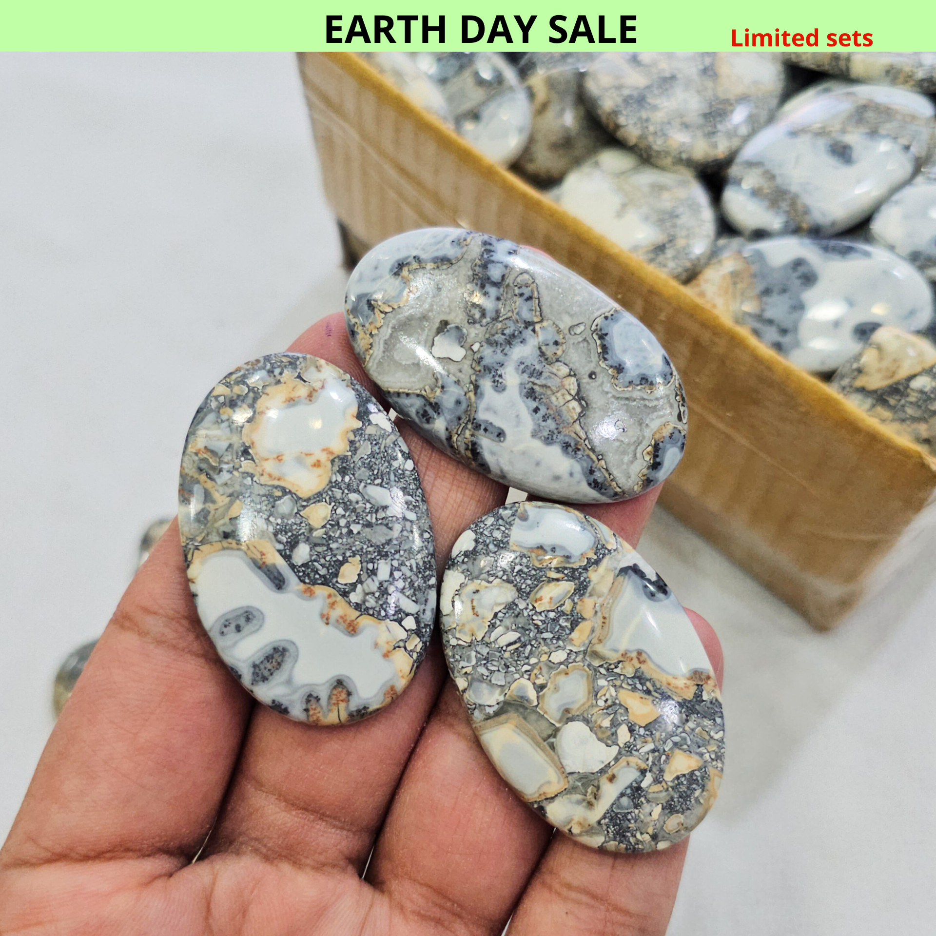 500 Grams Natural Gray Maligano Jasper Gemstones | 30-50 Pcs (Approx.) | 20–45mm - The LabradoriteKing