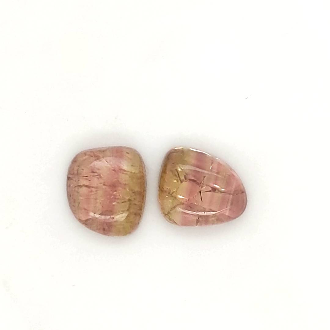 2 Pics Of Natural Watermelon Tourmaline Slice | Size:10x9mm | With Certificate - The LabradoriteKing