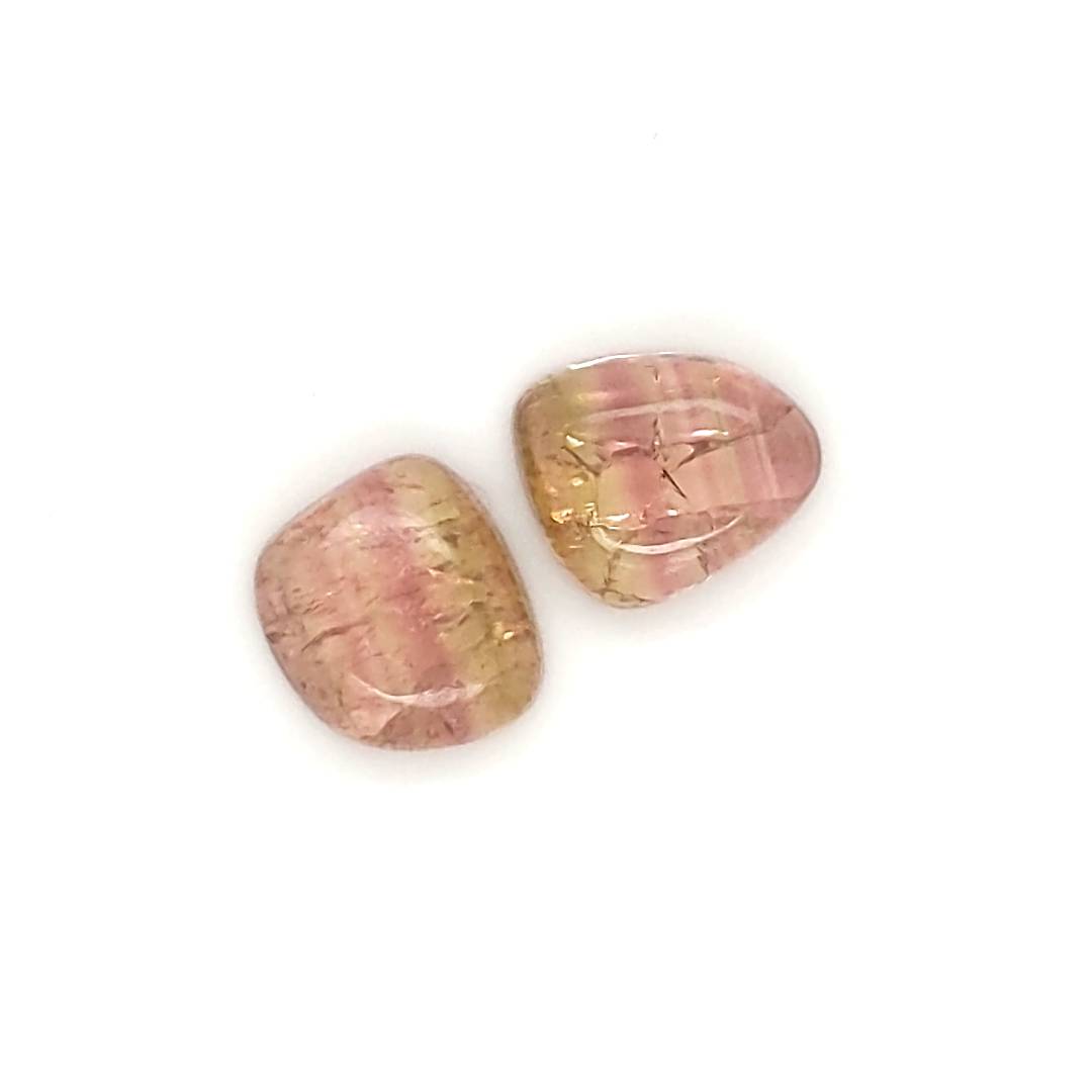 2 Pics Of Natural Watermelon Tourmaline Slice | Size:10x9mm | With Certificate - The LabradoriteKing