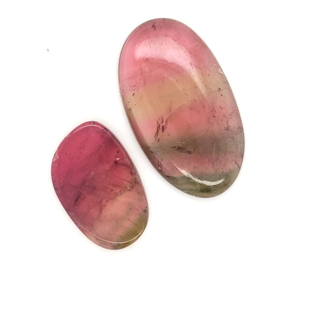 2 Pics Of Natural Watermelon Tourmaline Slice Mix Shape | Size:23-34mm | With Certificate - The LabradoriteKing