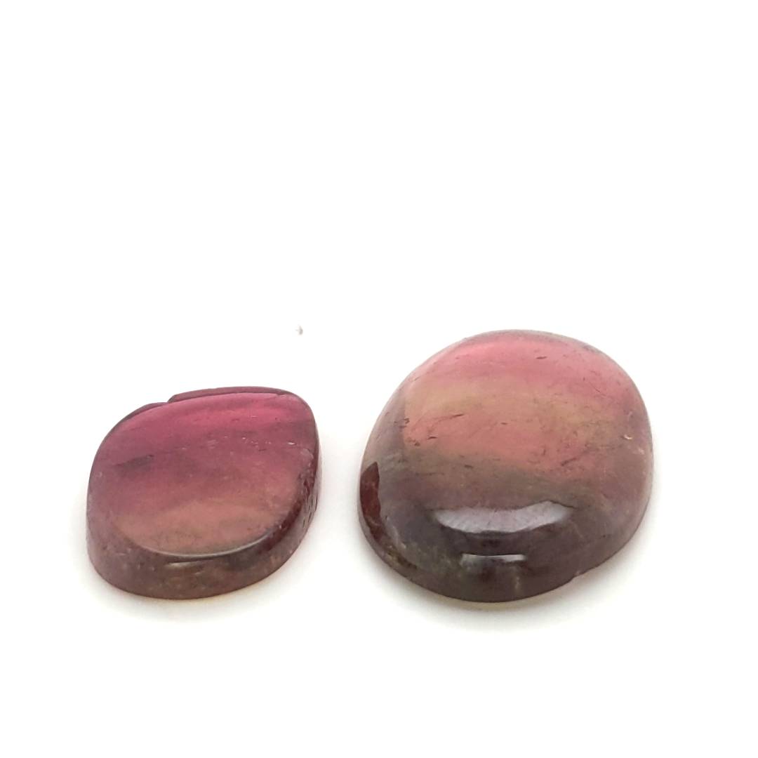 2 Pics Of Natural Watermelon Tourmaline Slice Mix Shape | Size:23-34mm | With Certificate - The LabradoriteKing