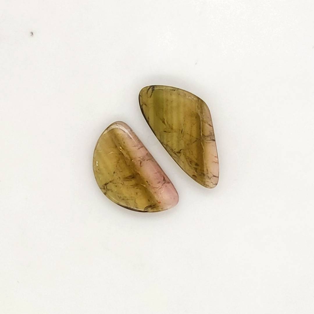 2 Pics Natural Watermelon Tourmaline Slice | Size:18-21mm | With Certificate - The LabradoriteKing