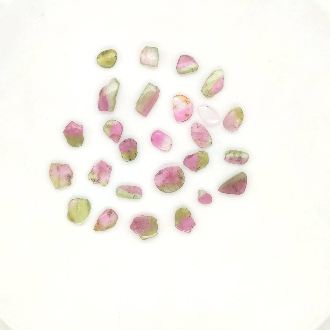 26 Pics Of Natural Watermelon Tourmaline Slice | Size:5-11mm | With Certificate - The LabradoriteKing