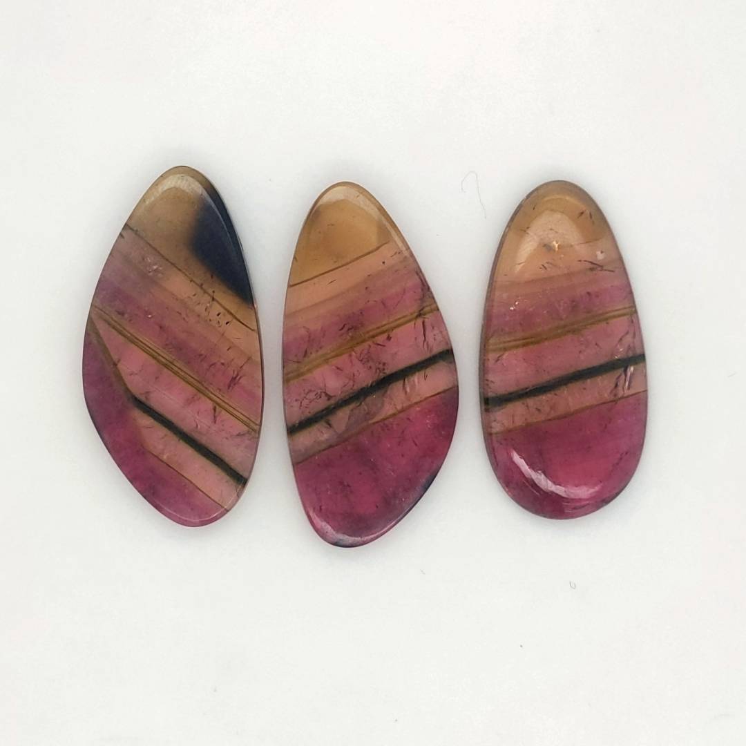 3 Pics Of Natural Watermelon Tourmaline Slice | Size:32-34mm | With Certificate - The LabradoriteKing