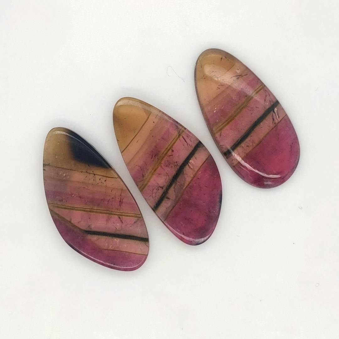 3 Pics Of Natural Watermelon Tourmaline Slice | Size:32-34mm | With Certificate - The LabradoriteKing