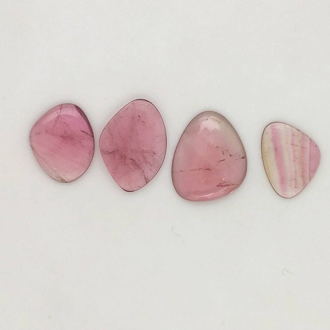 4 Pics Of Natural Watermelon Tourmaline Slice | Size:32-34mm | With Certificate - The LabradoriteKing