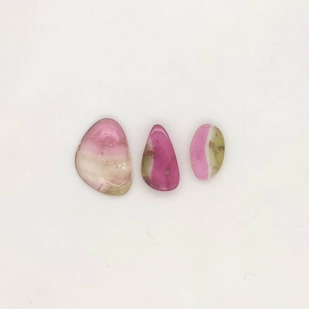 3 Pics Of Natural Watermelon Tourmaline Slice | Size:10-14mm | With Certificate - The LabradoriteKing