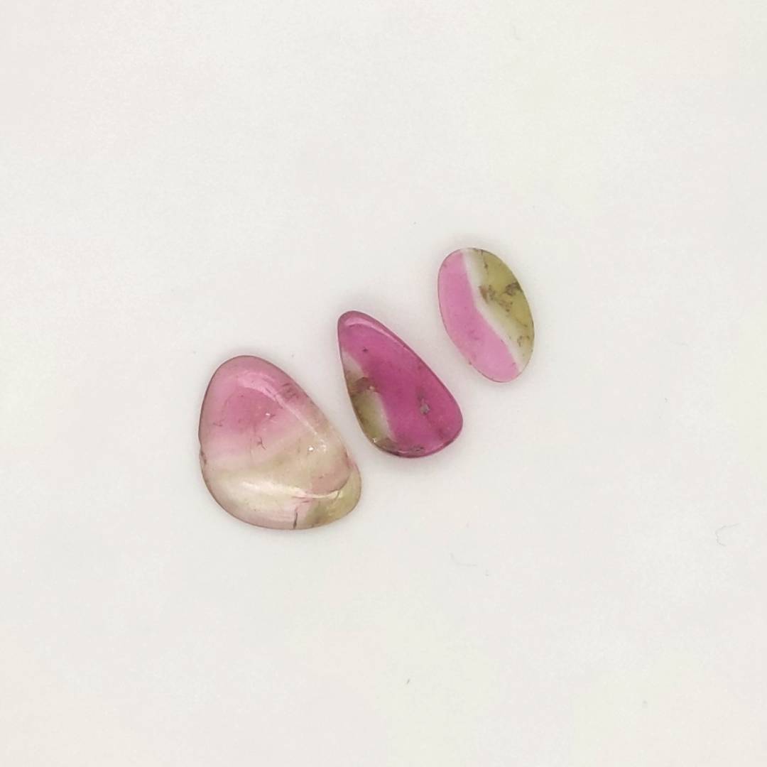3 Pics Of Natural Watermelon Tourmaline Slice | Size:10-14mm | With Certificate - The LabradoriteKing