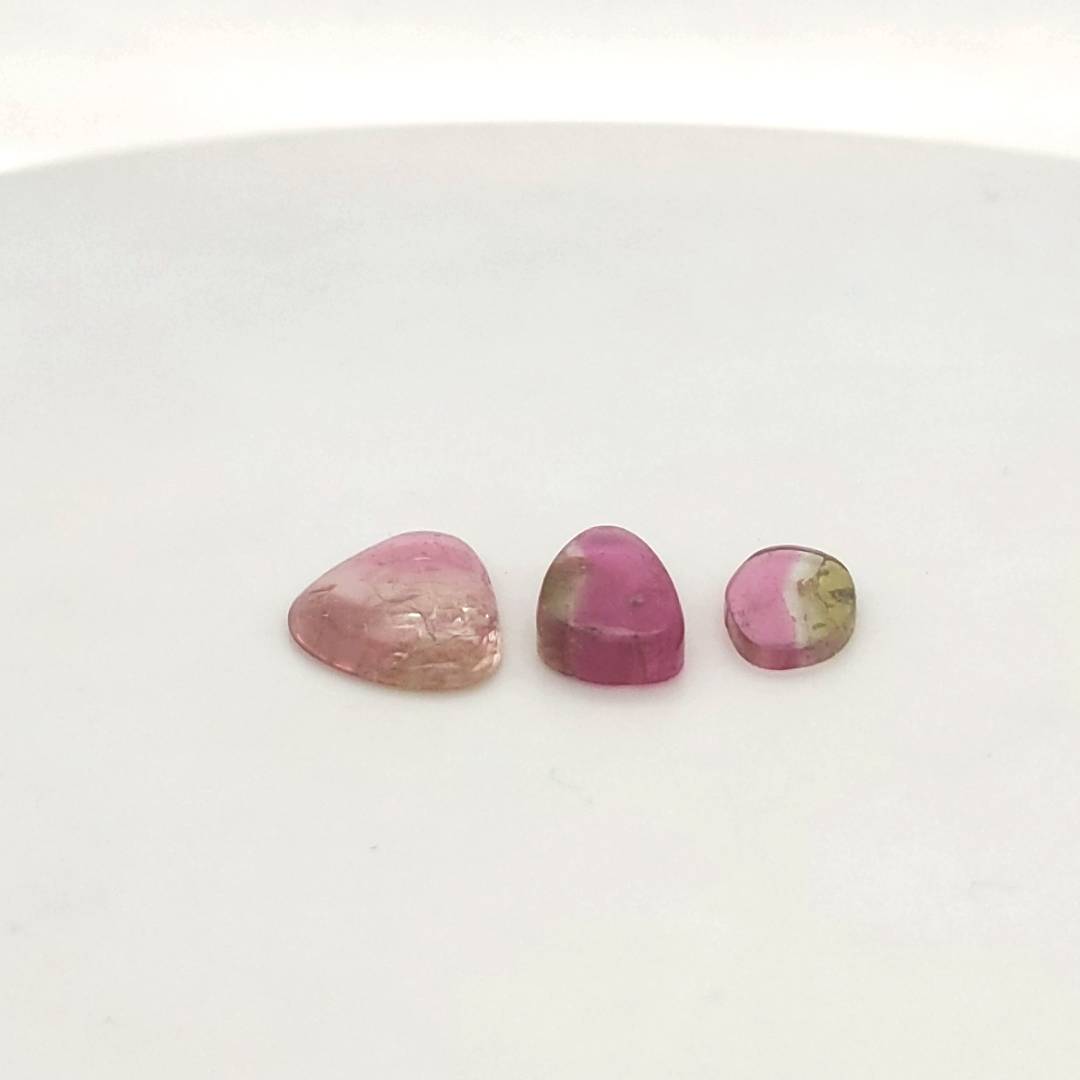 3 Pics Of Natural Watermelon Tourmaline Slice | Size:10-14mm | With Certificate - The LabradoriteKing
