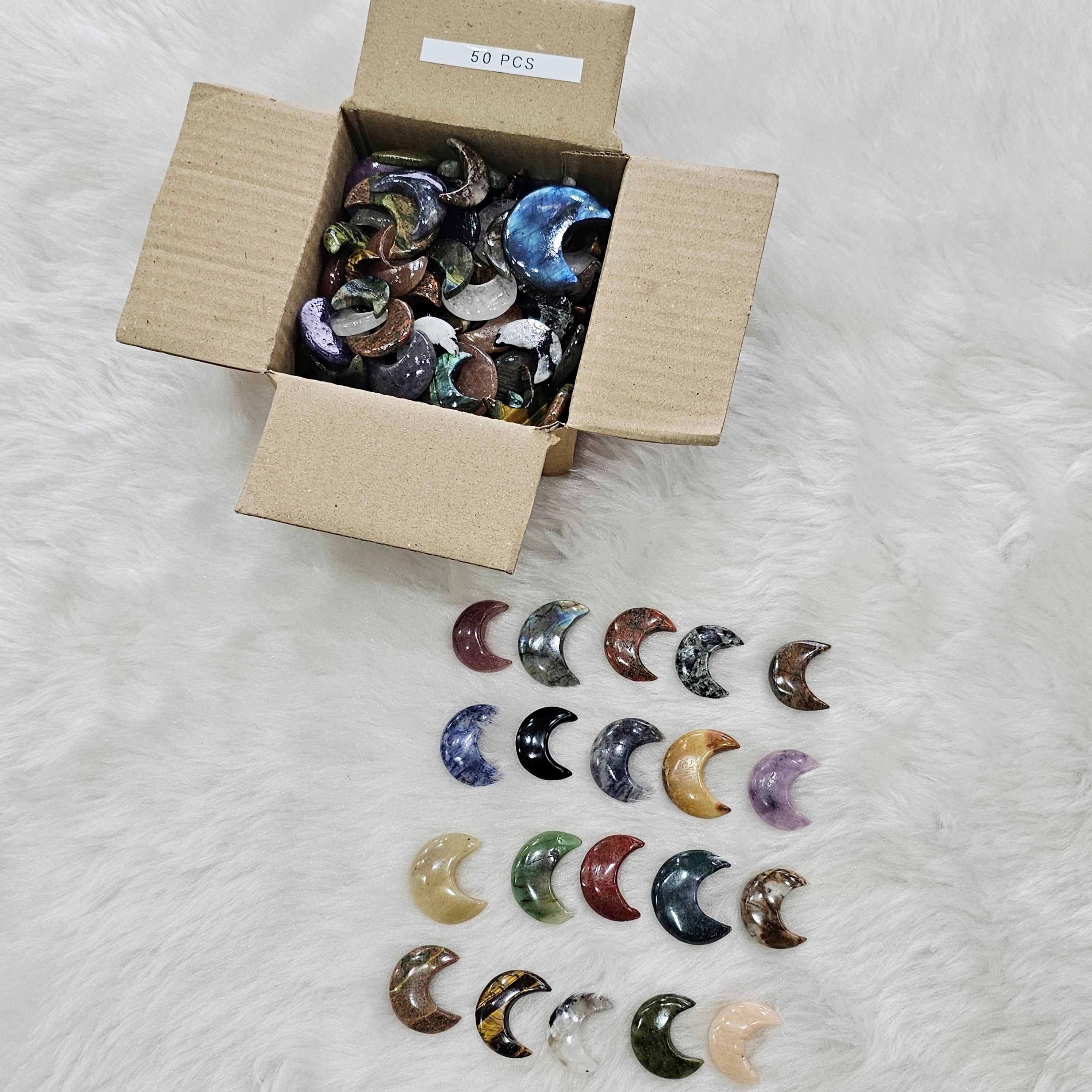 50 Pcs of Crescent Moons flat backs | Mix Varieties 25-35mm - The LabradoriteKing