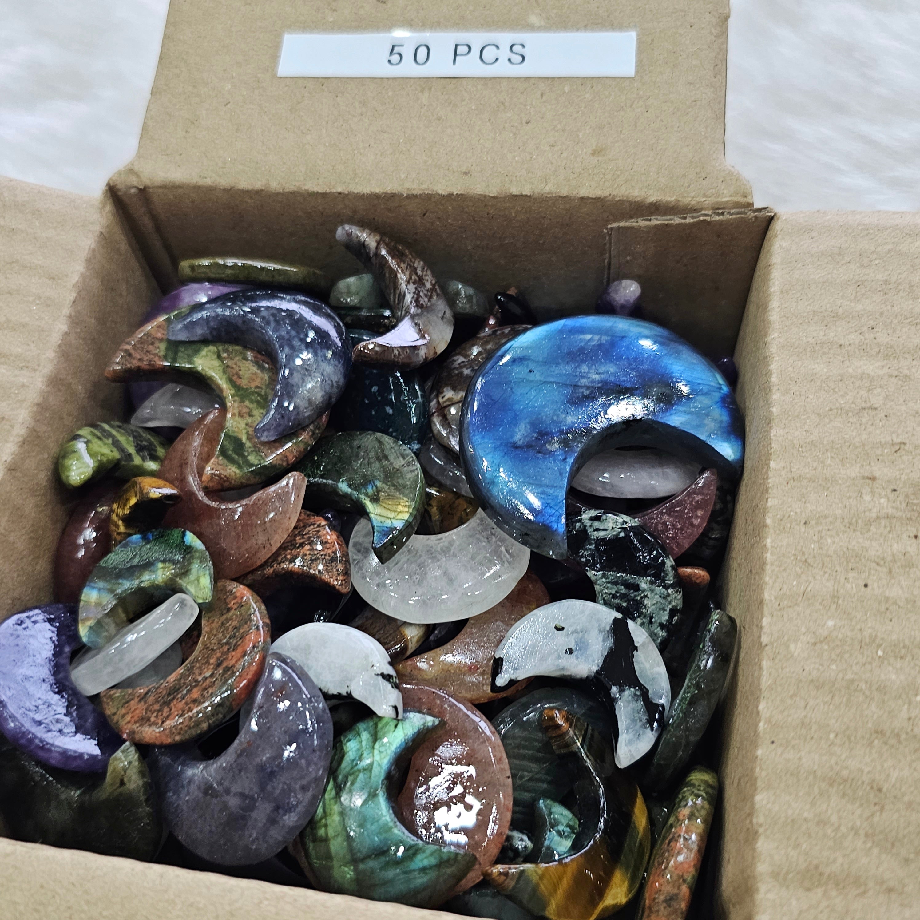 50 Pcs of Crescent Moons flat backs | Mix Varieties 25-35mm - The LabradoriteKing