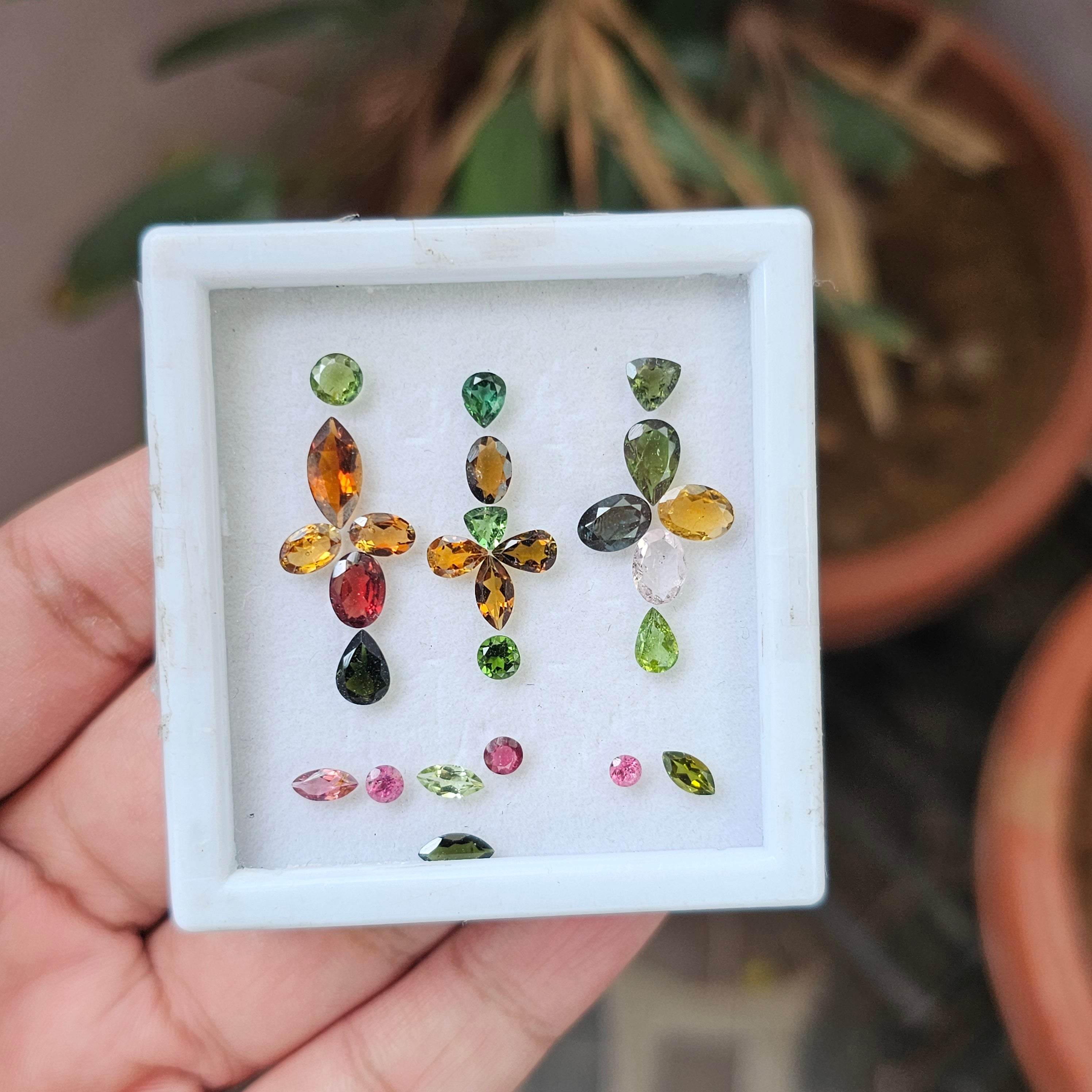 26 Pcs Natural Multi Tourmaline Faceted Gemstone Mix Shape: | Size: 3-10mm - The LabradoriteKing