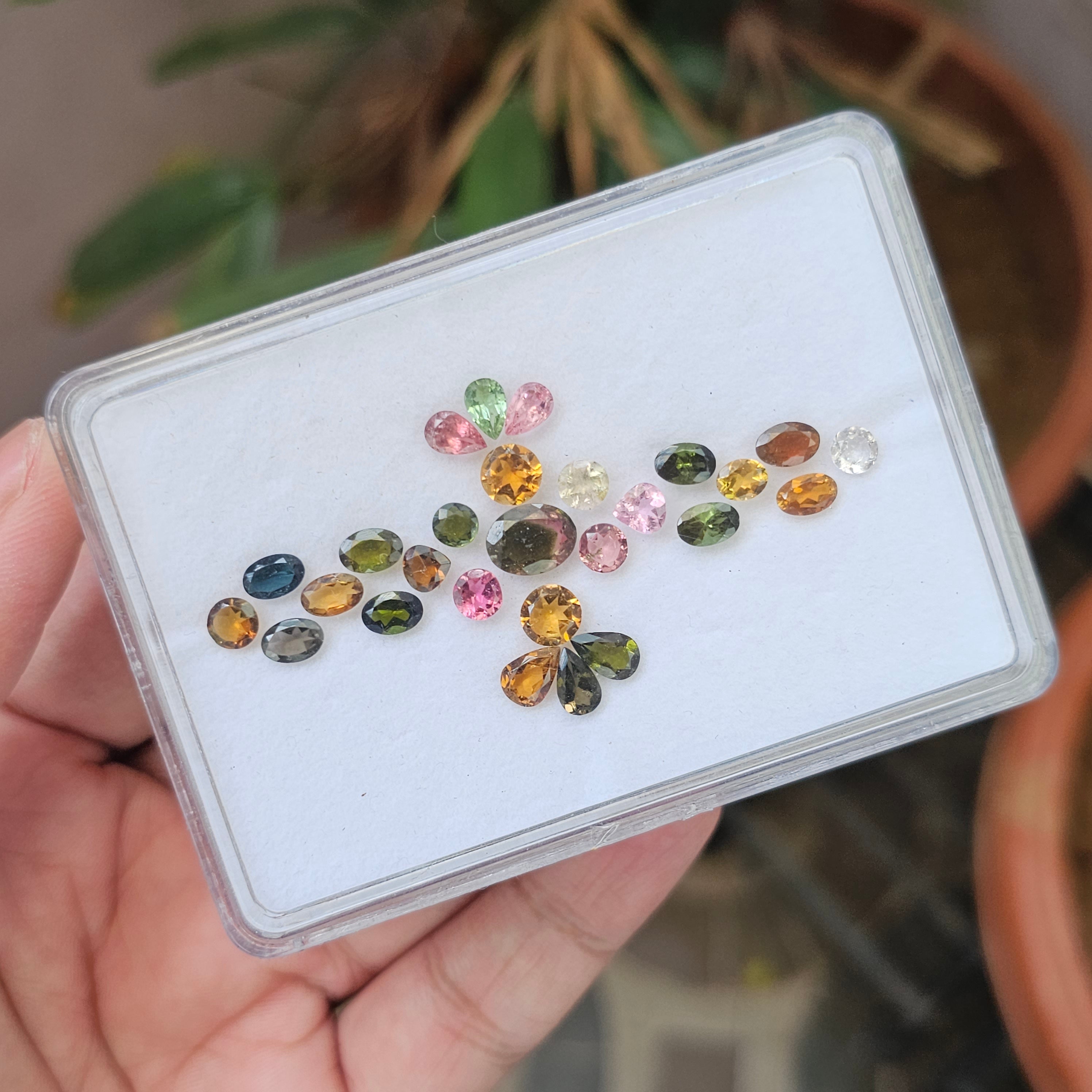 27 Pcs Natural Multi Tourmaline Faceted Gemstone Mix Shape: | Size:4-9mm - The LabradoriteKing