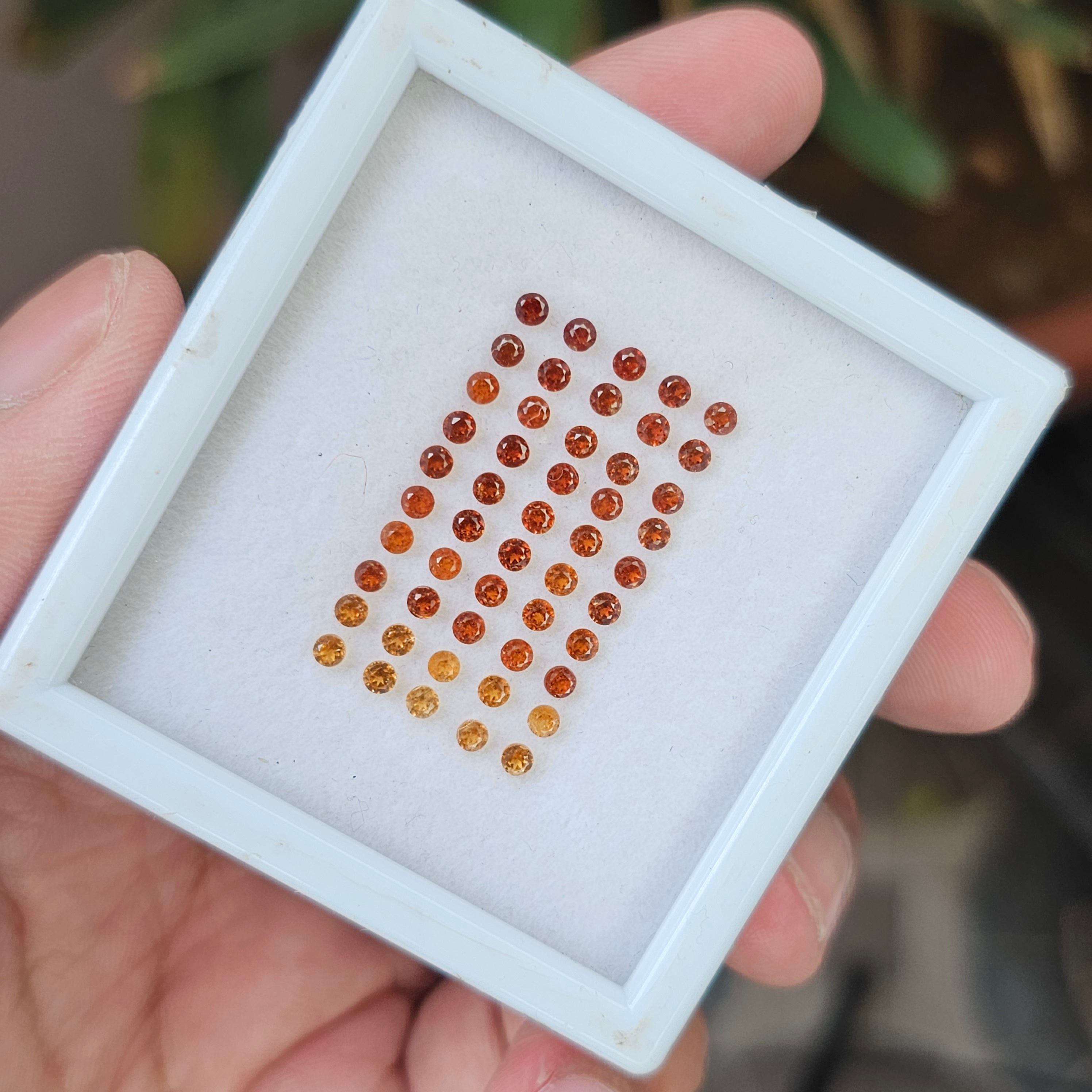 50 Pcs Natural Hessonite Garnet Faceted Gemstone Round Shape: | Size: 2.5mm - The LabradoriteKing