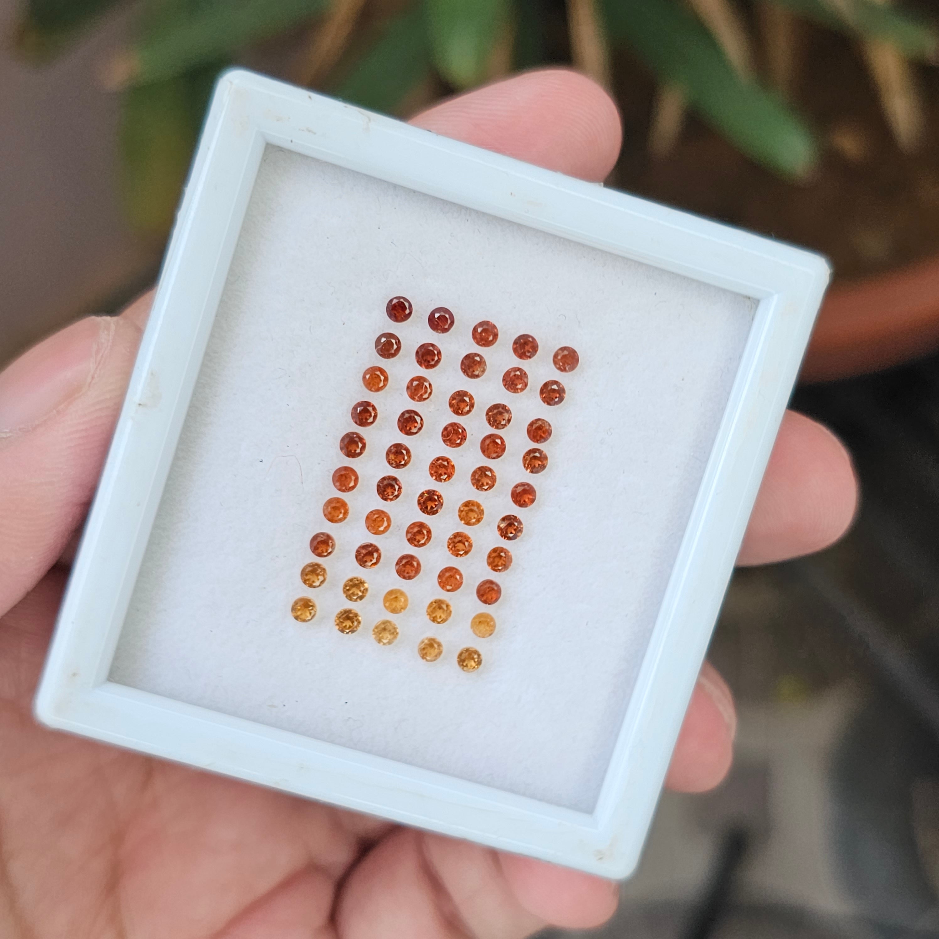 50 Pcs Natural Hessonite Garnet Faceted Gemstone Round Shape: | Size: 2.5mm - The LabradoriteKing