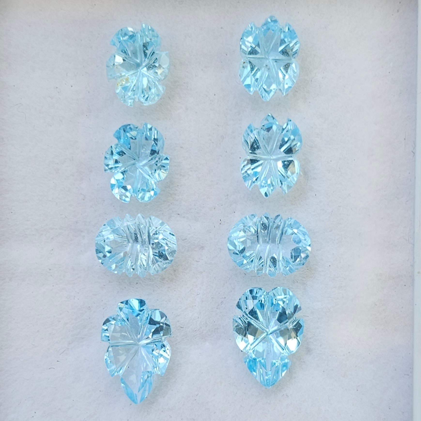 8 Pcs Natural Blue Topaz Carved Gemstone Earring Set Mix Shape: | Size: 9-11mm - The LabradoriteKing