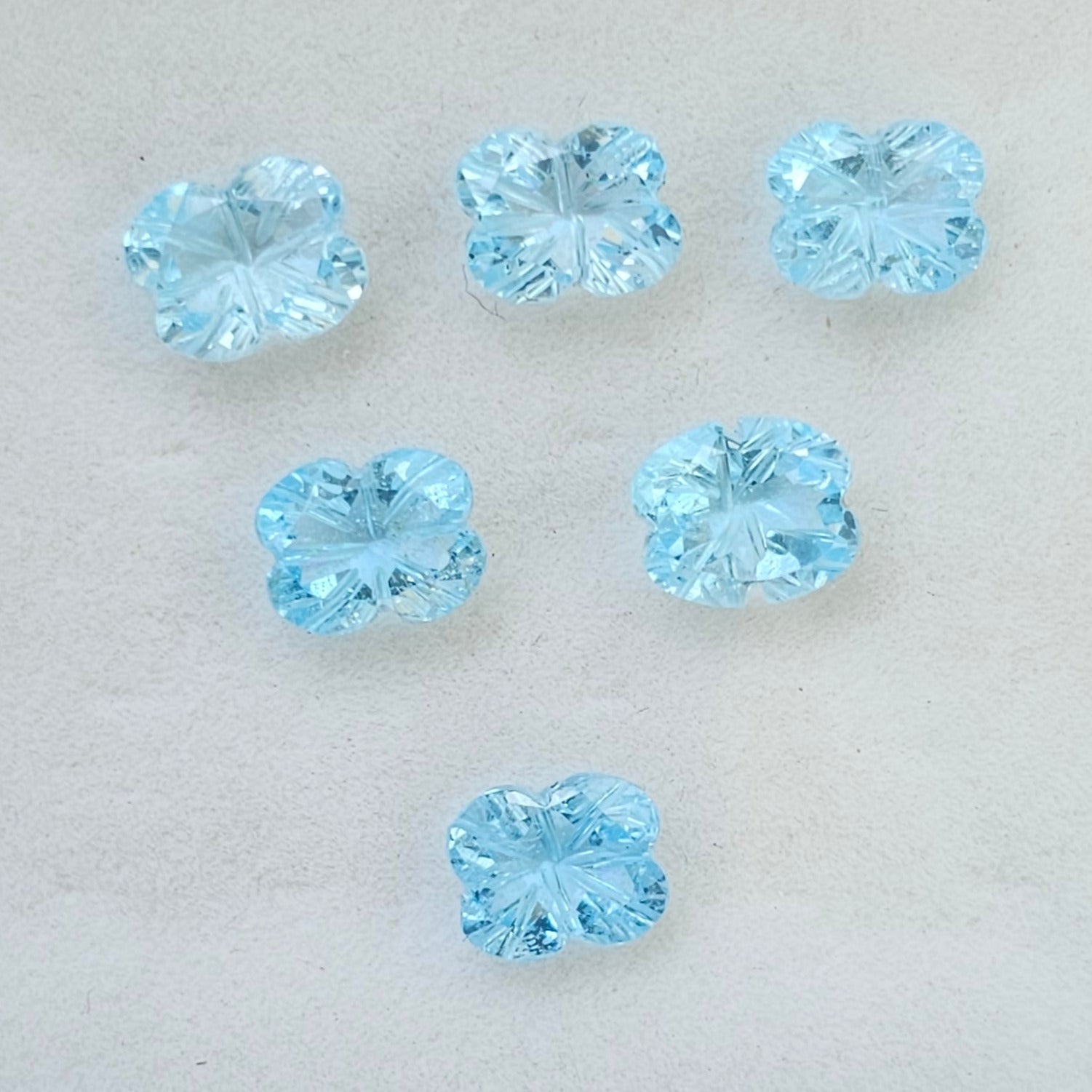6 Pcs Natural Blue Topaz Carved Gemstone  Earring Set Oval Shape: | Size: 6-8mm - The LabradoriteKing