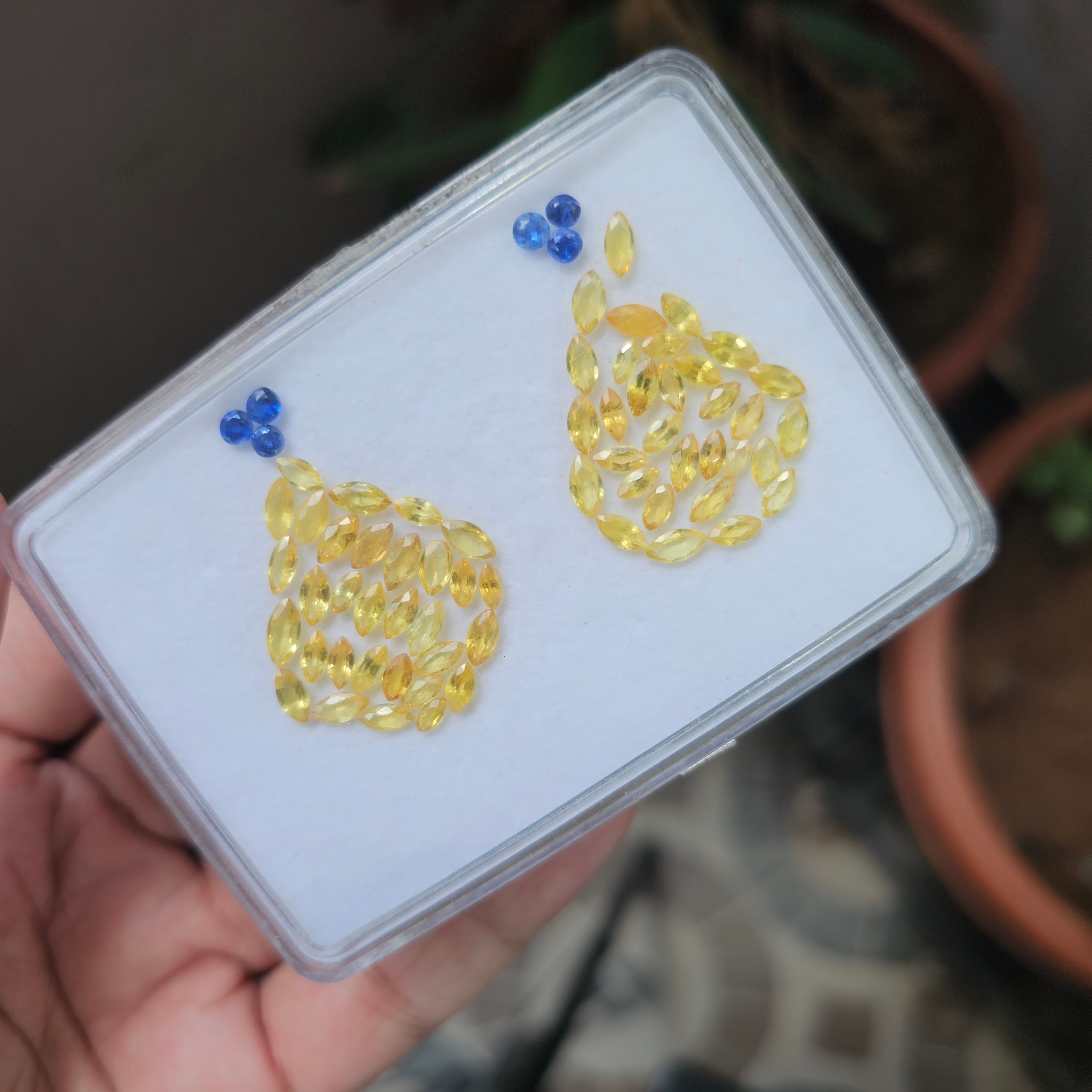 68 Pcs Natural Blue And Yellow Sapphire Gemstone Faceted Round And Marquise Shape:| Size 3-6mm - The LabradoriteKing