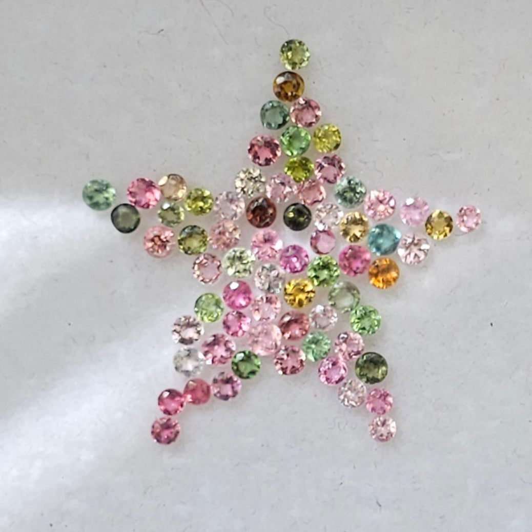 68 Pcs Natural Multi Sapphire Gemstone Faceted Round Shape:| Size 2mm - The LabradoriteKing