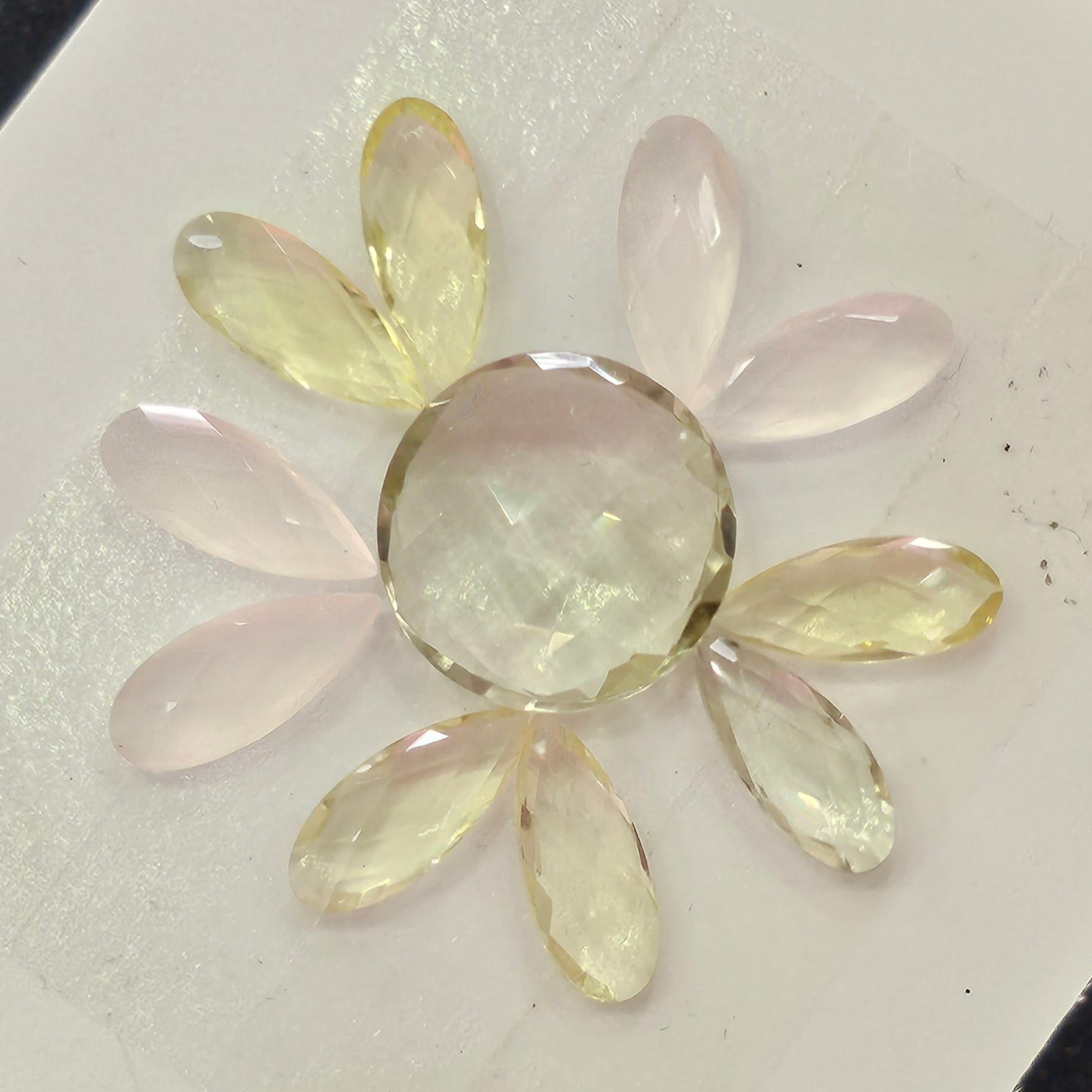 11 Pcs Natural Mix Quartz Gemstone Faceted Pear And Round Shape: | Size: 15-18mm - The LabradoriteKing