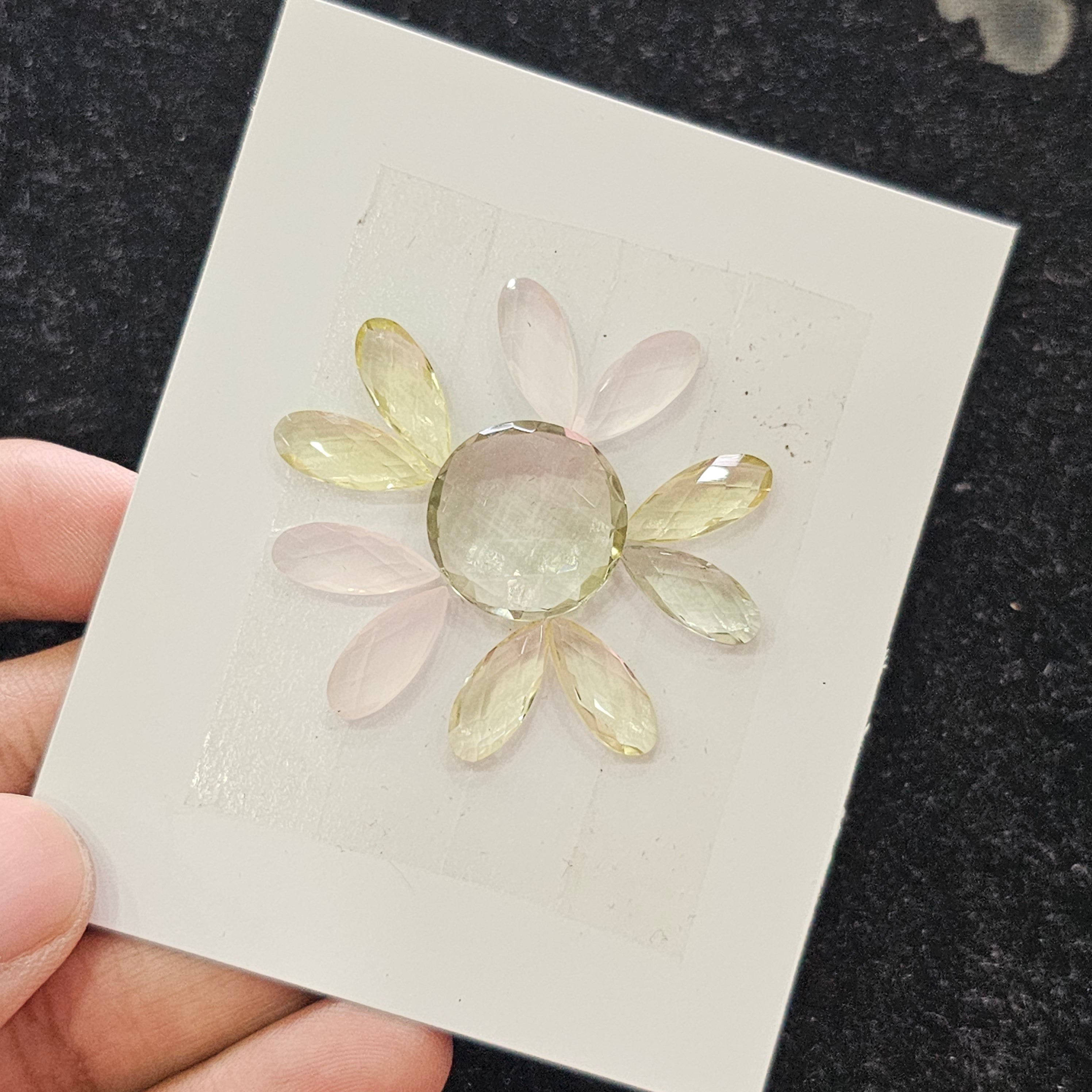 11 Pcs Natural Mix Quartz Gemstone Faceted Pear And Round Shape: | Size: 15-18mm - The LabradoriteKing