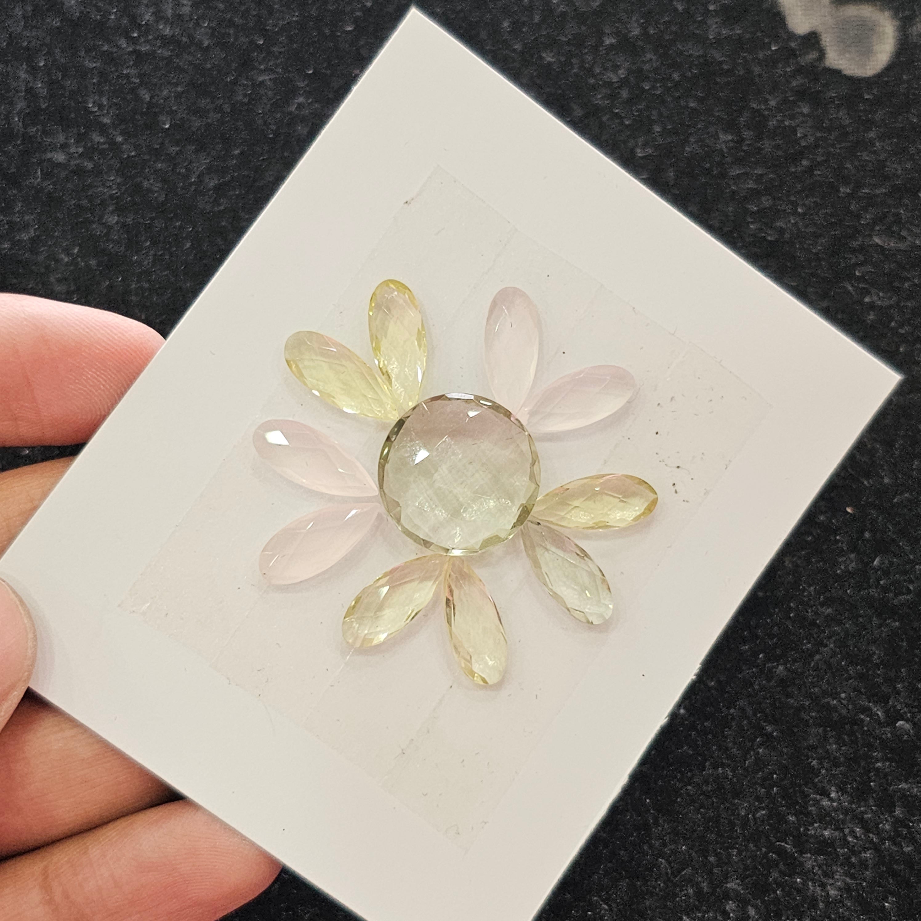 11 Pcs Natural Mix Quartz Gemstone Faceted Pear And Round Shape: | Size: 15-18mm - The LabradoriteKing