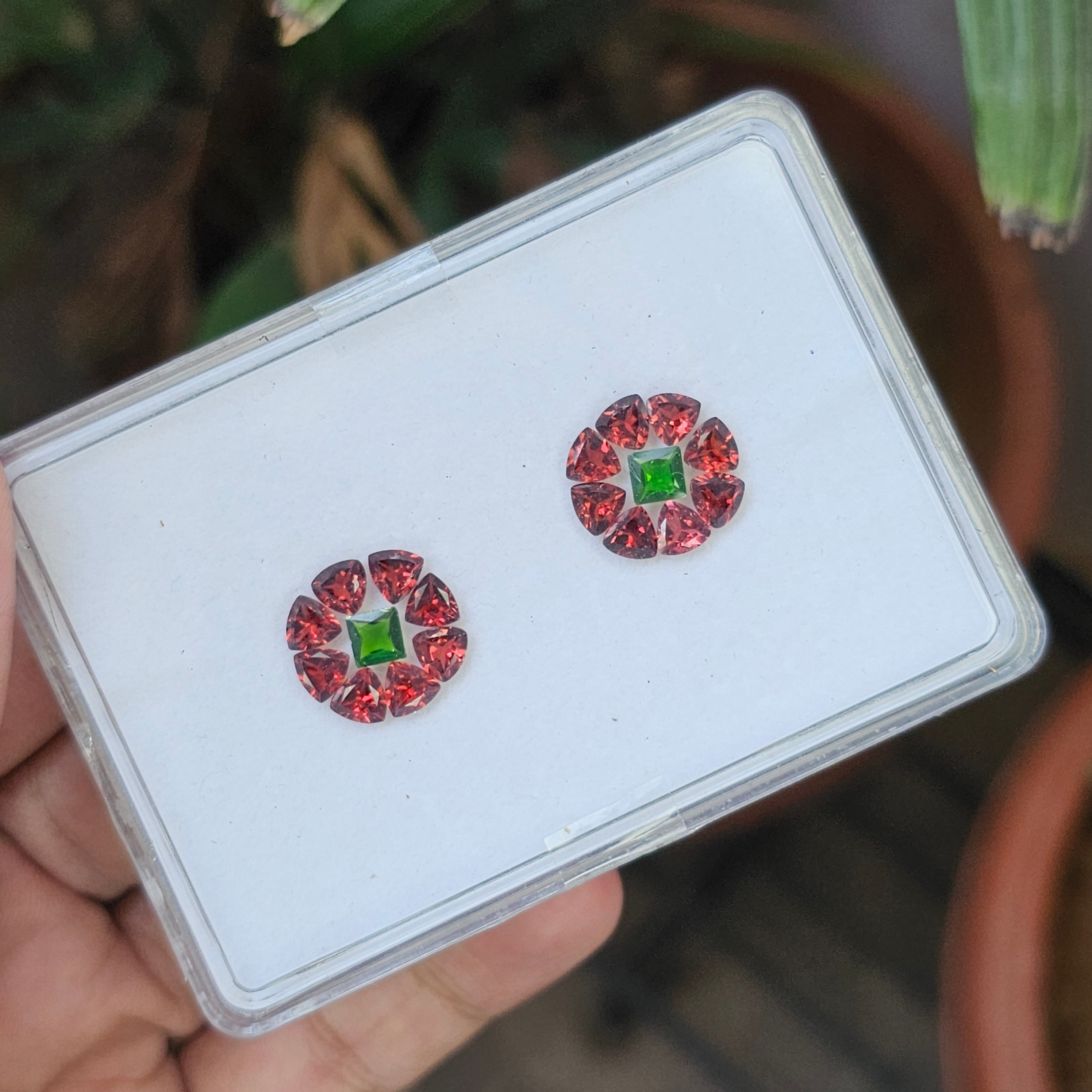 18 Pcs Natural Pink And Green Garnet Faceted Gemstone Oval And Rectangle Shape:| Size 4-7mm - The LabradoriteKing