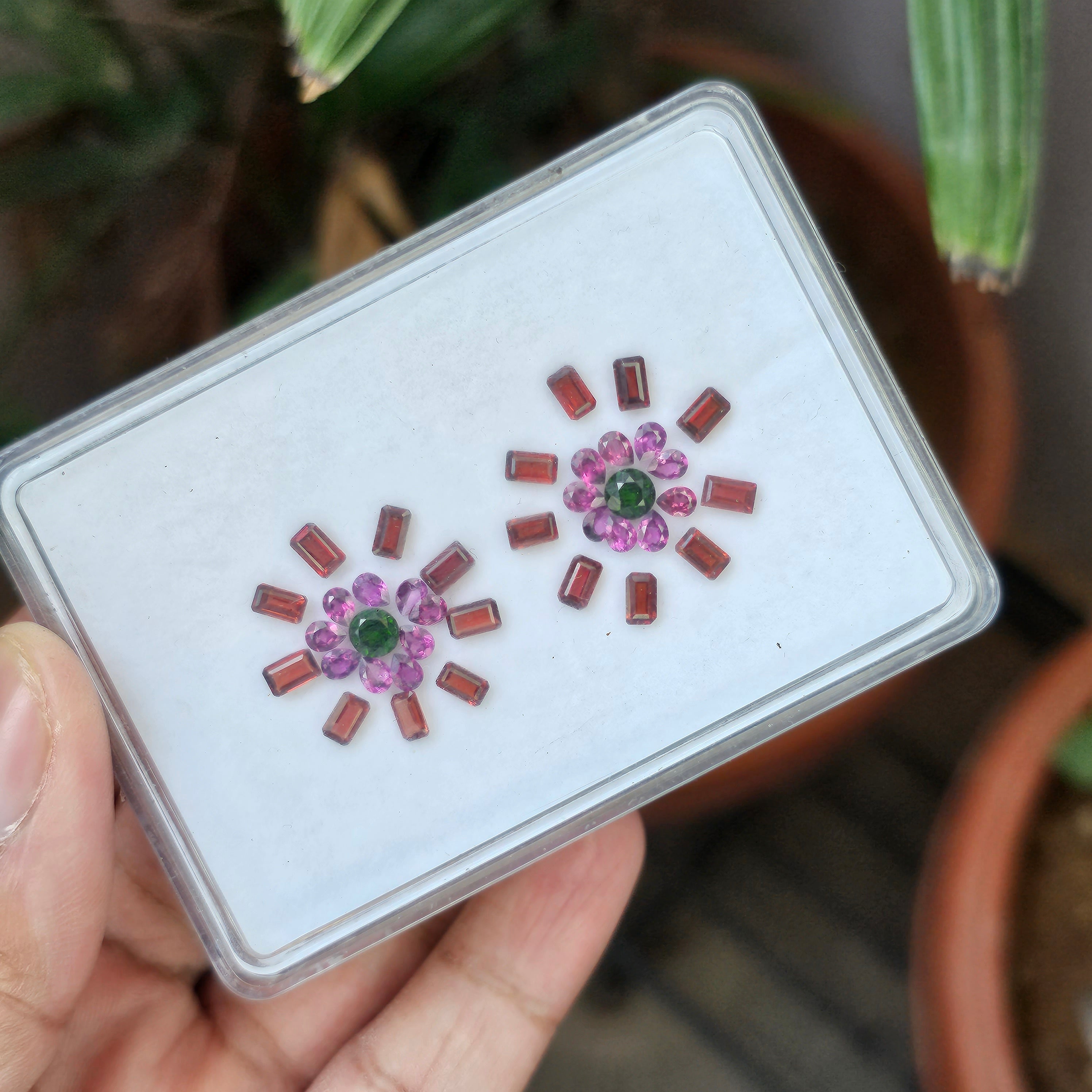 38 Pcs Natural Pink And Green Garnet Faceted Gemstone Shape: Mix | Size 4-5mm - The LabradoriteKing