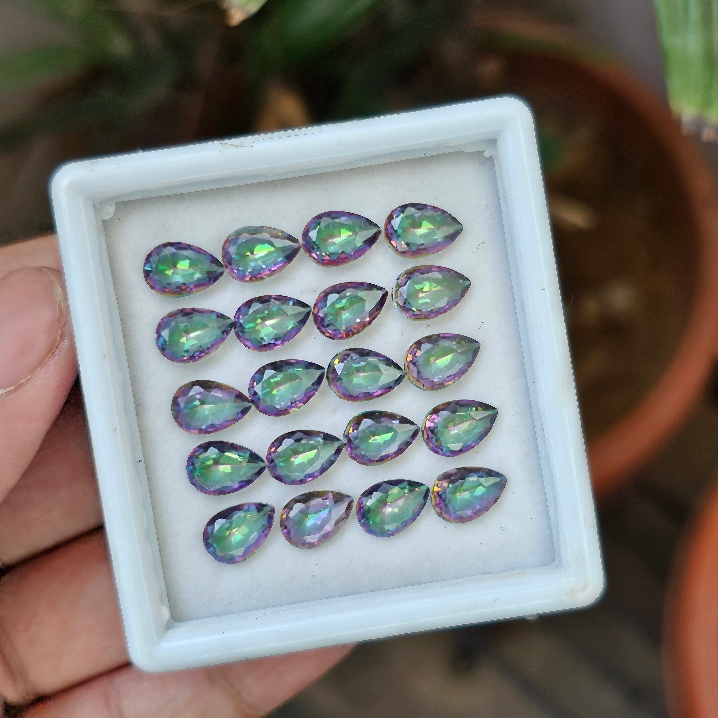 20 Pcs Natural Mystic Quartz Faceted Gemstone Shape: Round | Size: 10x7mm - The LabradoriteKing