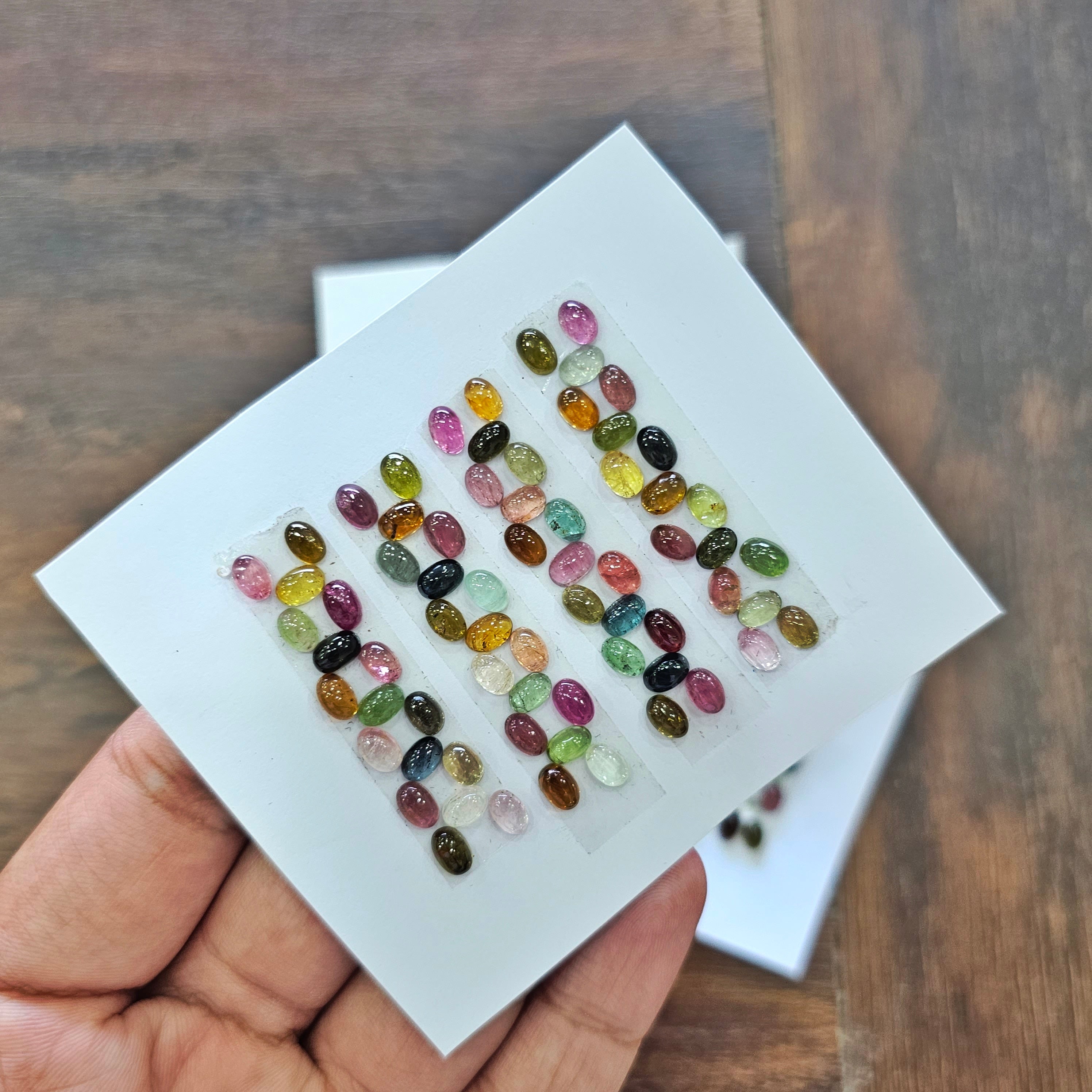 1 Card Of Natural Multi Tourmaline Cabochon  | Size 6x4mm - The LabradoriteKing