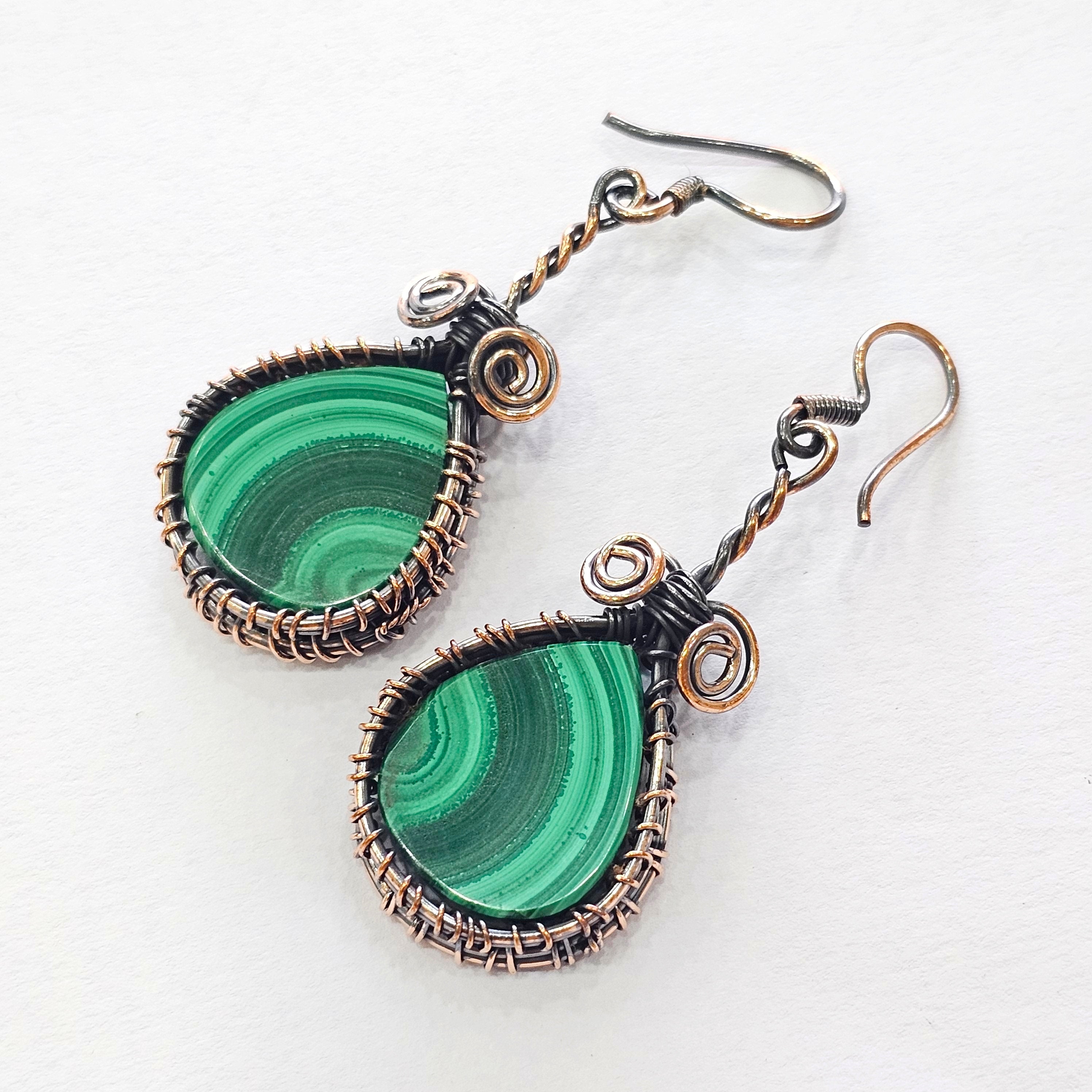 8 Pair Earrings Wire wrapped | Malachite, Labradorite, Blue Opal, Lapis - The LabradoriteKing