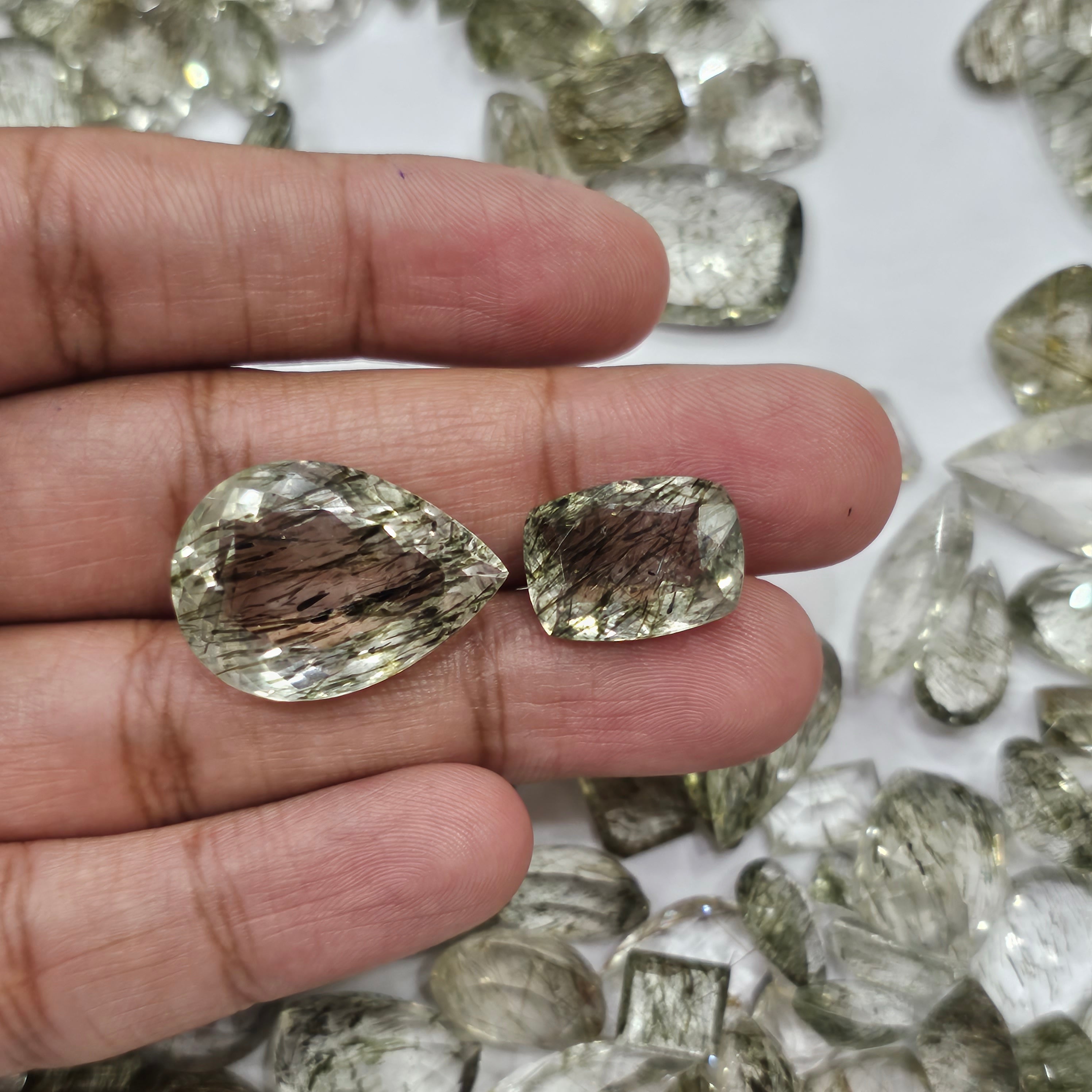 10 Pcs of Green Rutile Quartz | Rare 15-25mm sizes - The LabradoriteKing