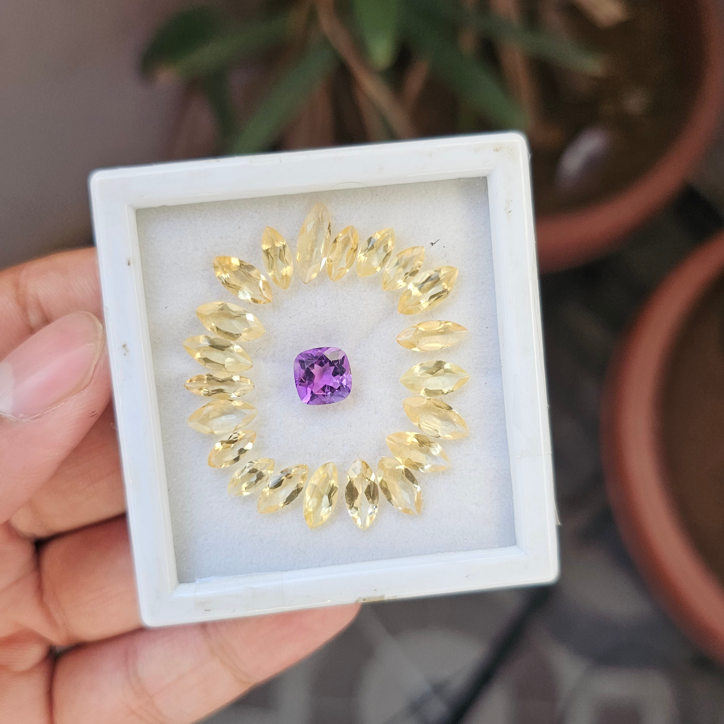 22 Pcs Natural Citrine And Amethyst Faceted Gemstone Shape: Cushion And Marquise| Size: 8-11mm - The LabradoriteKing