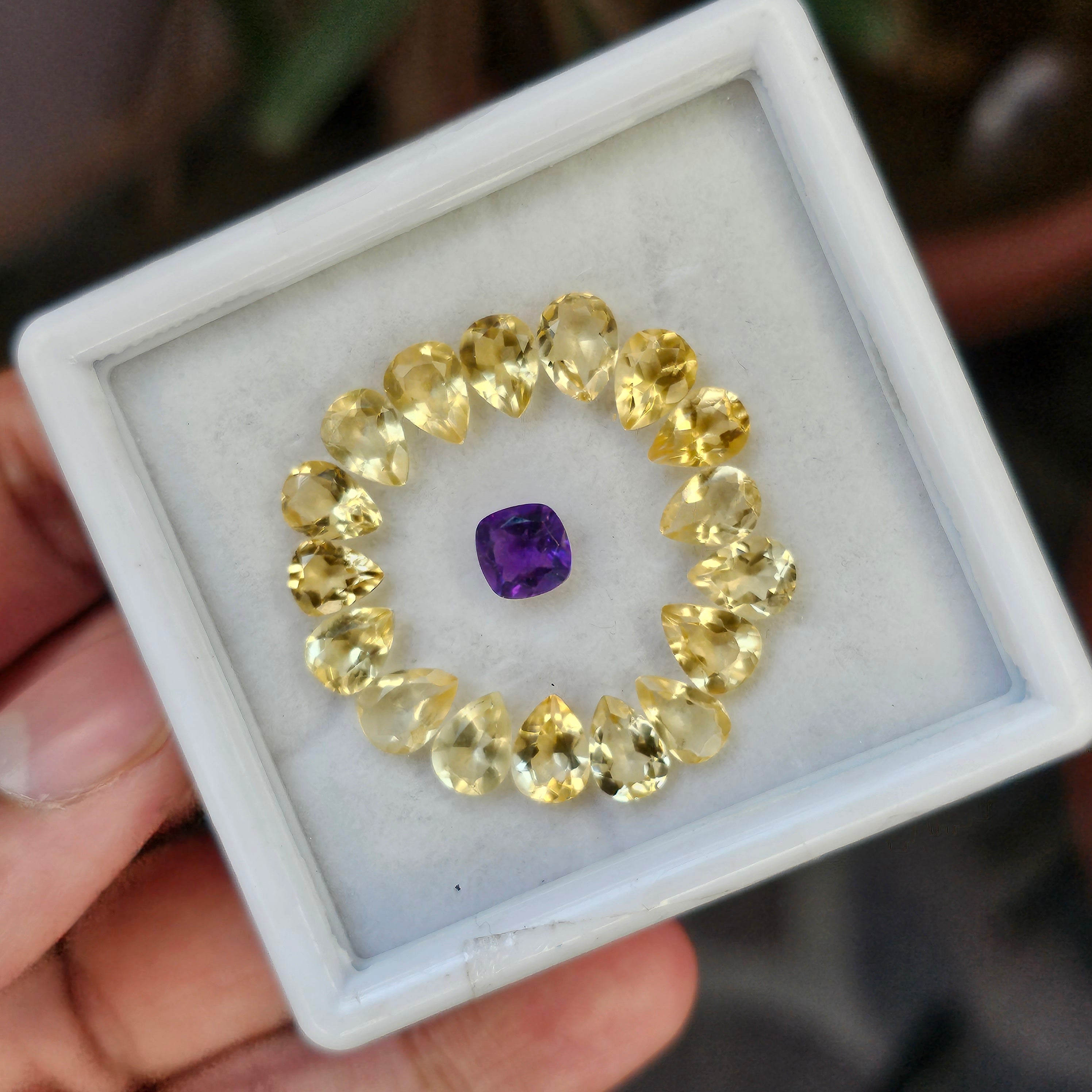 18 Pcs Natural Citrine And Amethyst Faceted Gemstone Shape: Cushion And Pear| Size: 6-8mm - The LabradoriteKing
