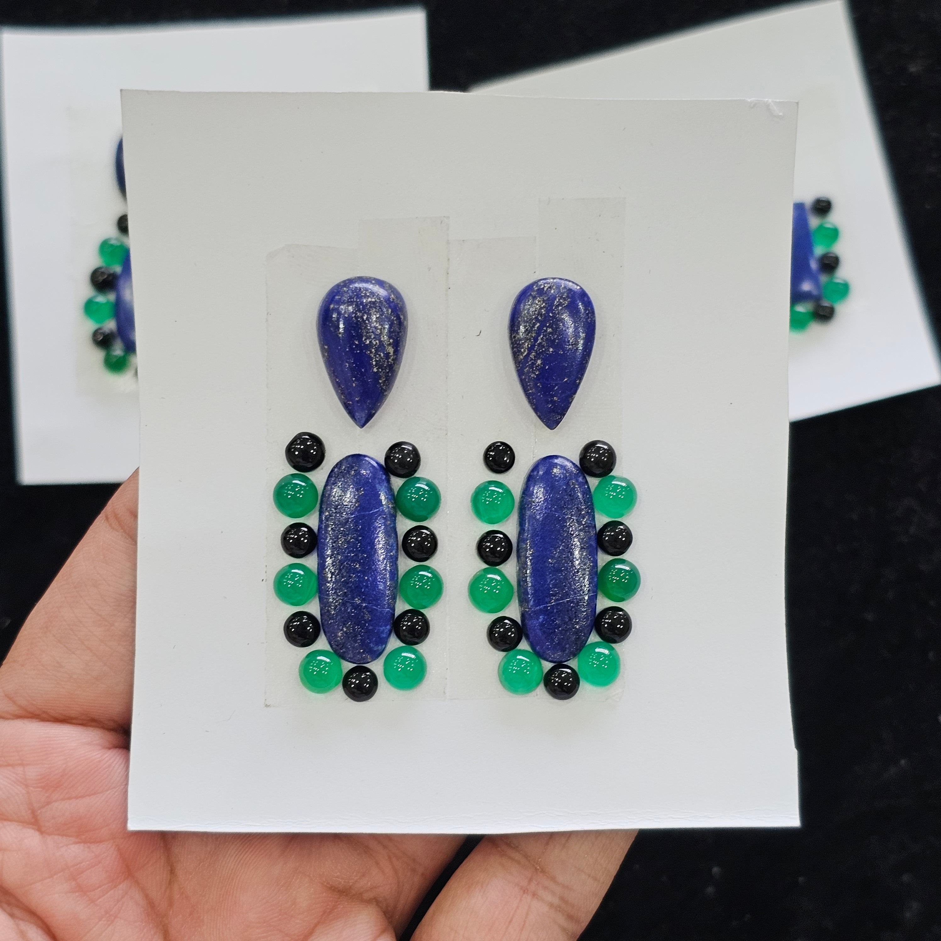 1 Card Natural Lapis Lazuli & Onyx Cabochon Gemstone Mix Shape| Size:5-28mm - The LabradoriteKing