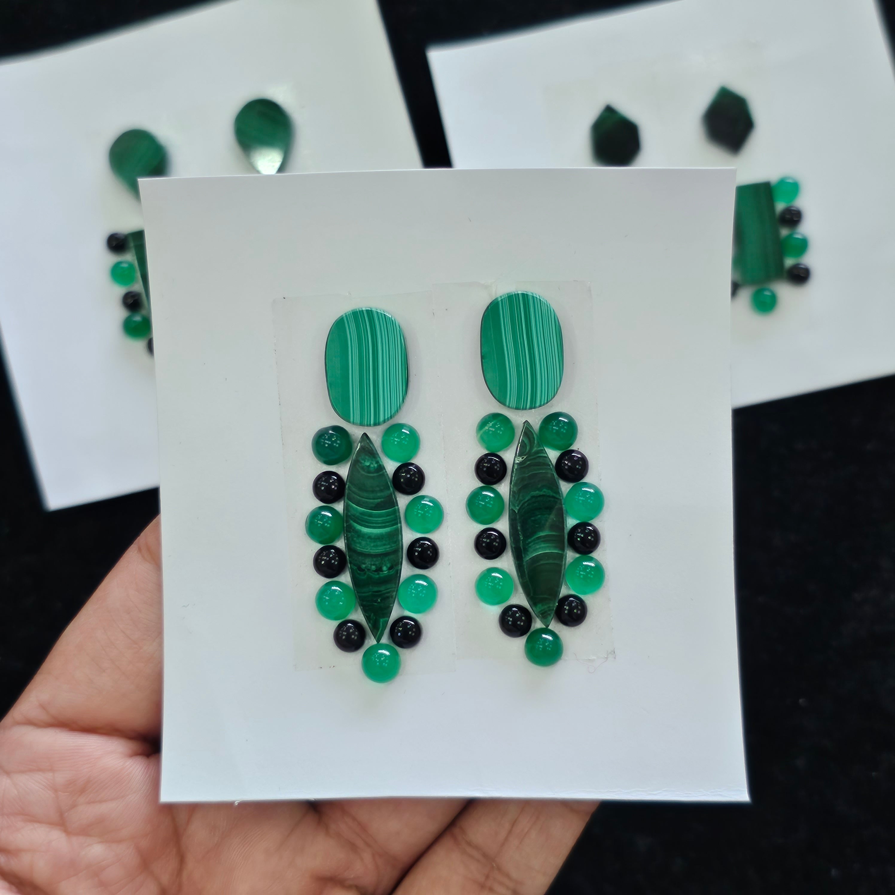 1 Card Natural Malachite & Onyx Cabochon Gemstone Mix Shape| Size:5-32mm - The LabradoriteKing