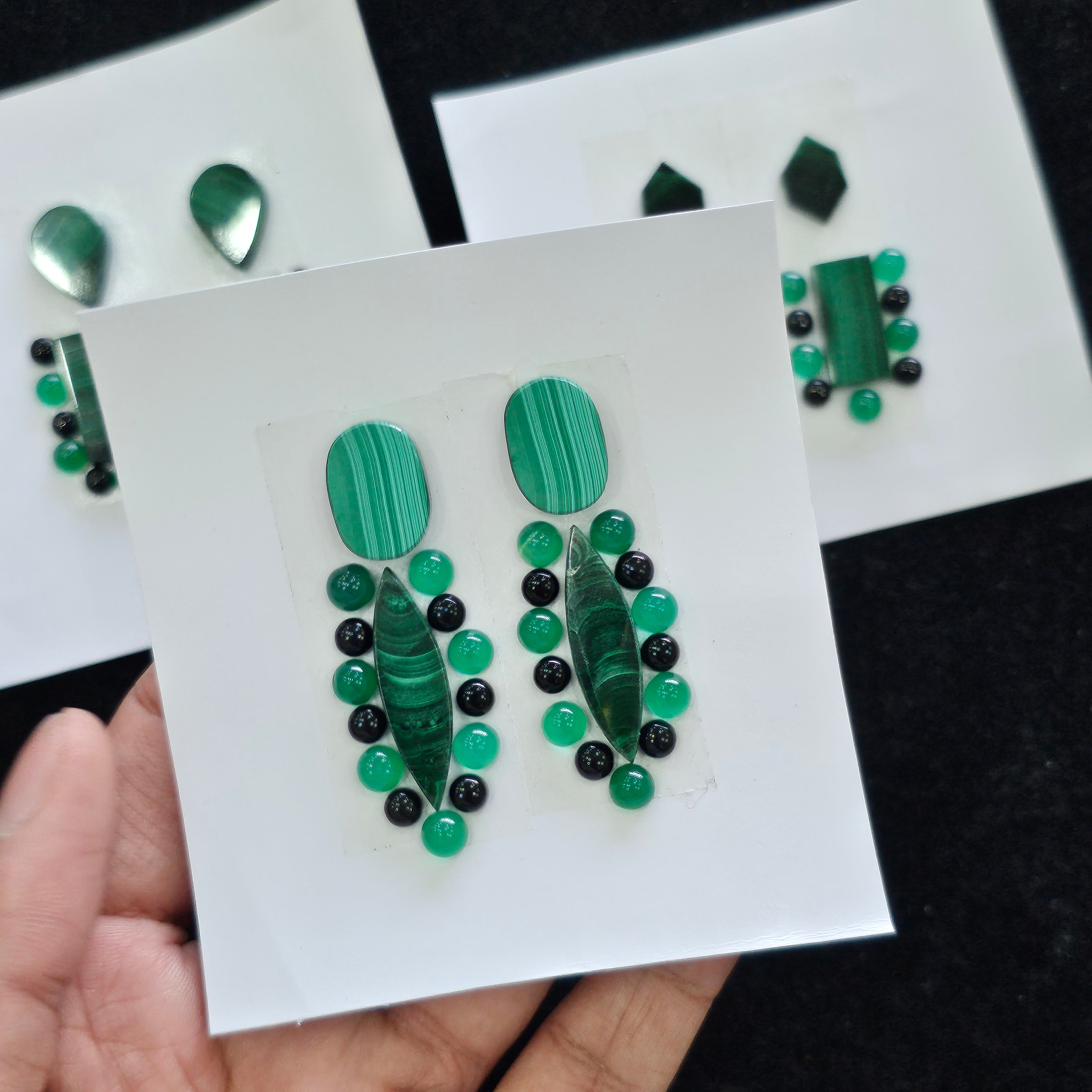 1 Card Natural Malachite & Onyx Cabochon Gemstone Mix Shape| Size:5-32mm - The LabradoriteKing