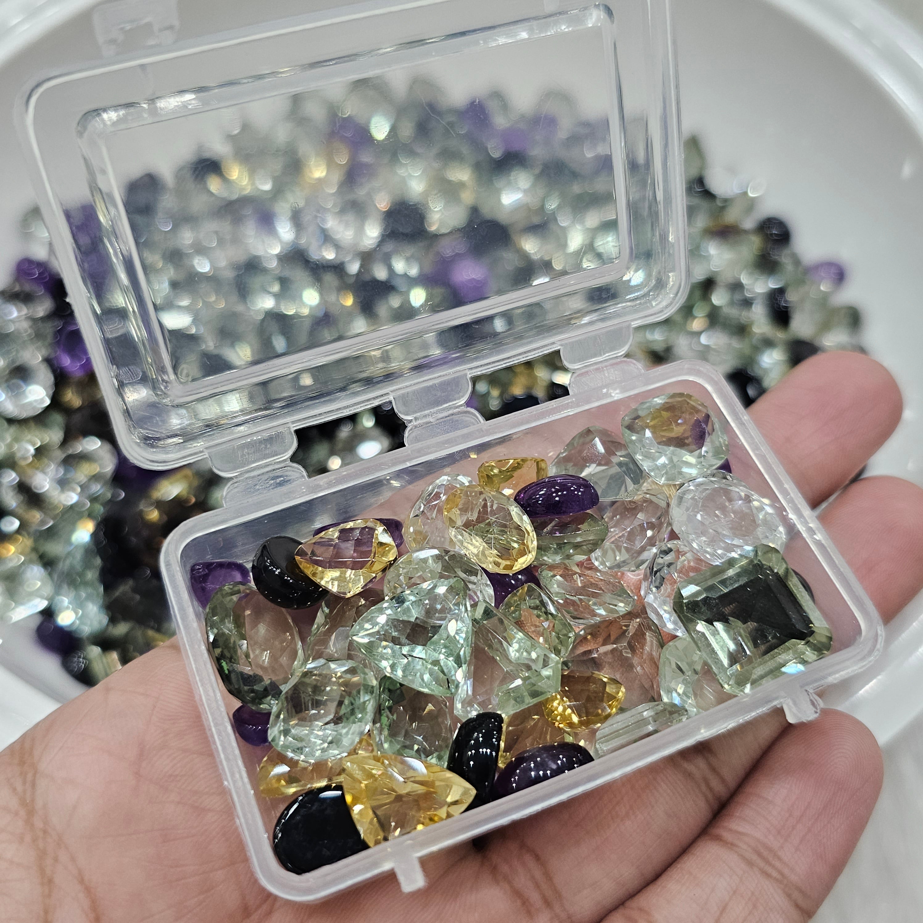 Halloween Scoop! 200 Carats of Prasiolites, White Quartz, Amethyst, Citrine, Black Tourmaline - The LabradoriteKing