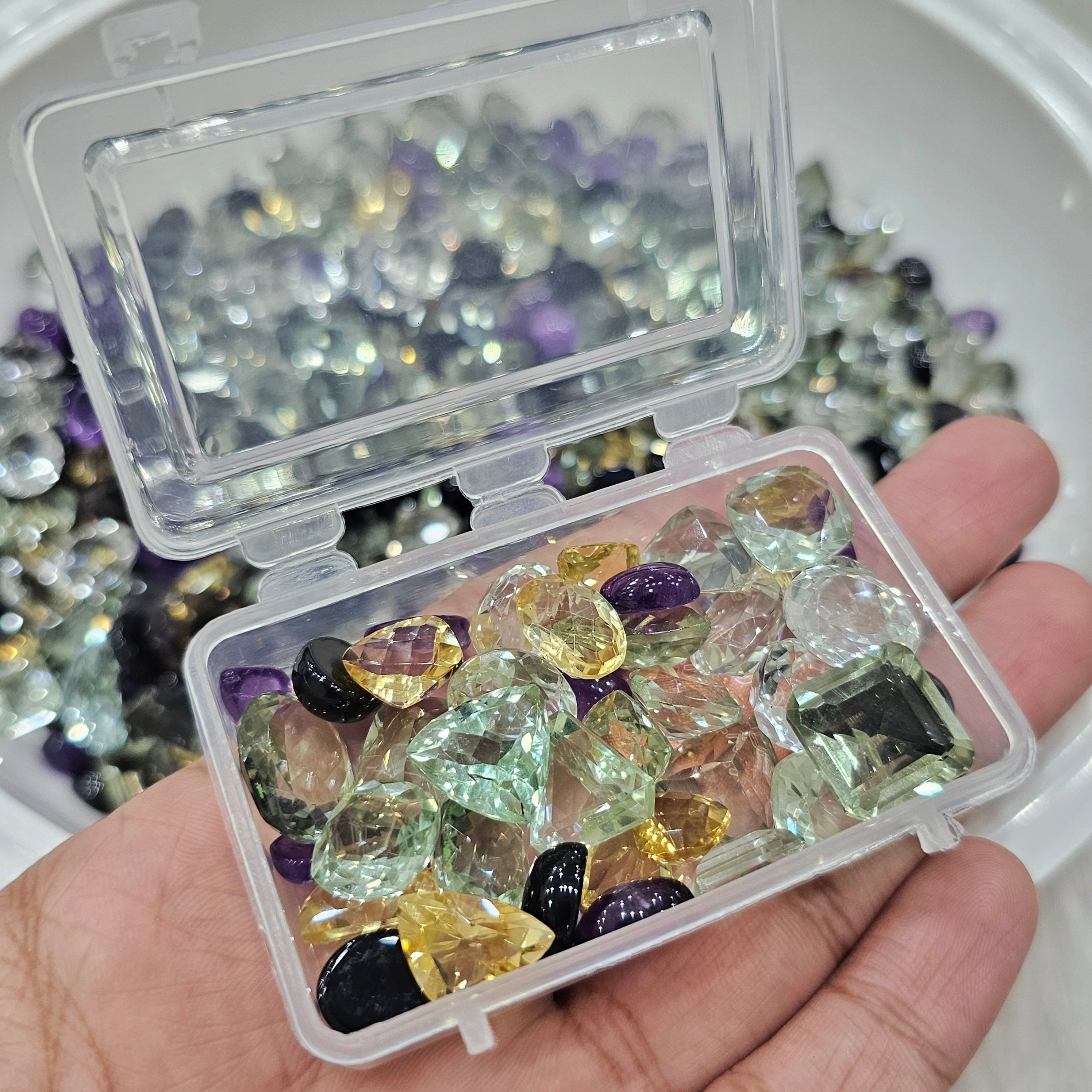 Halloween Scoop! 200 Carats of Prasiolites, White Quartz, Amethyst, Citrine, Black Tourmaline - The LabradoriteKing