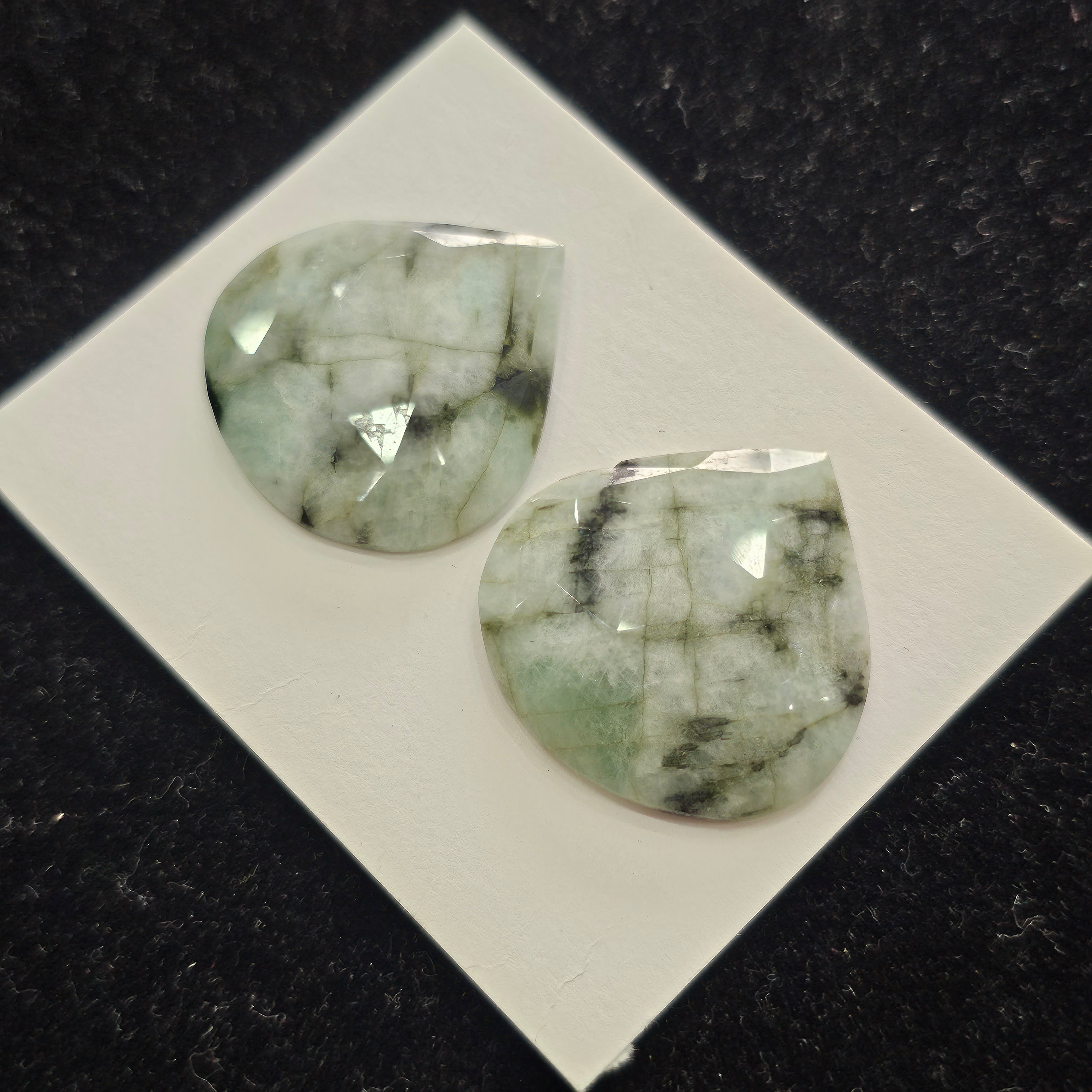 1 Pair Natural Emerald Rosecut Gemstone : Fancy Shape | Size:30x29mm - The LabradoriteKing