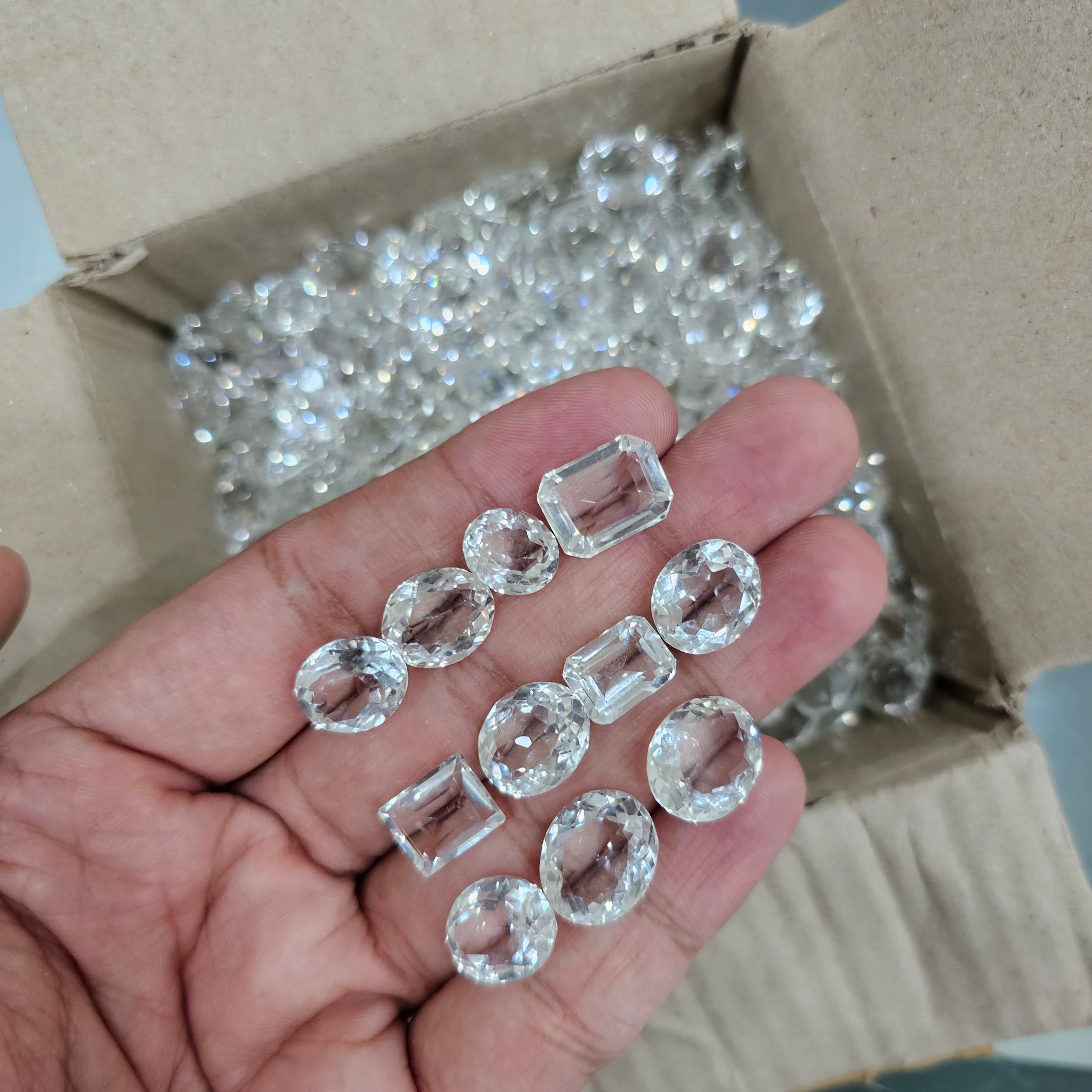 20 Pcs Clear Quartz | 12-17mm Ovals and Rectanglez | Flawless - The LabradoriteKing