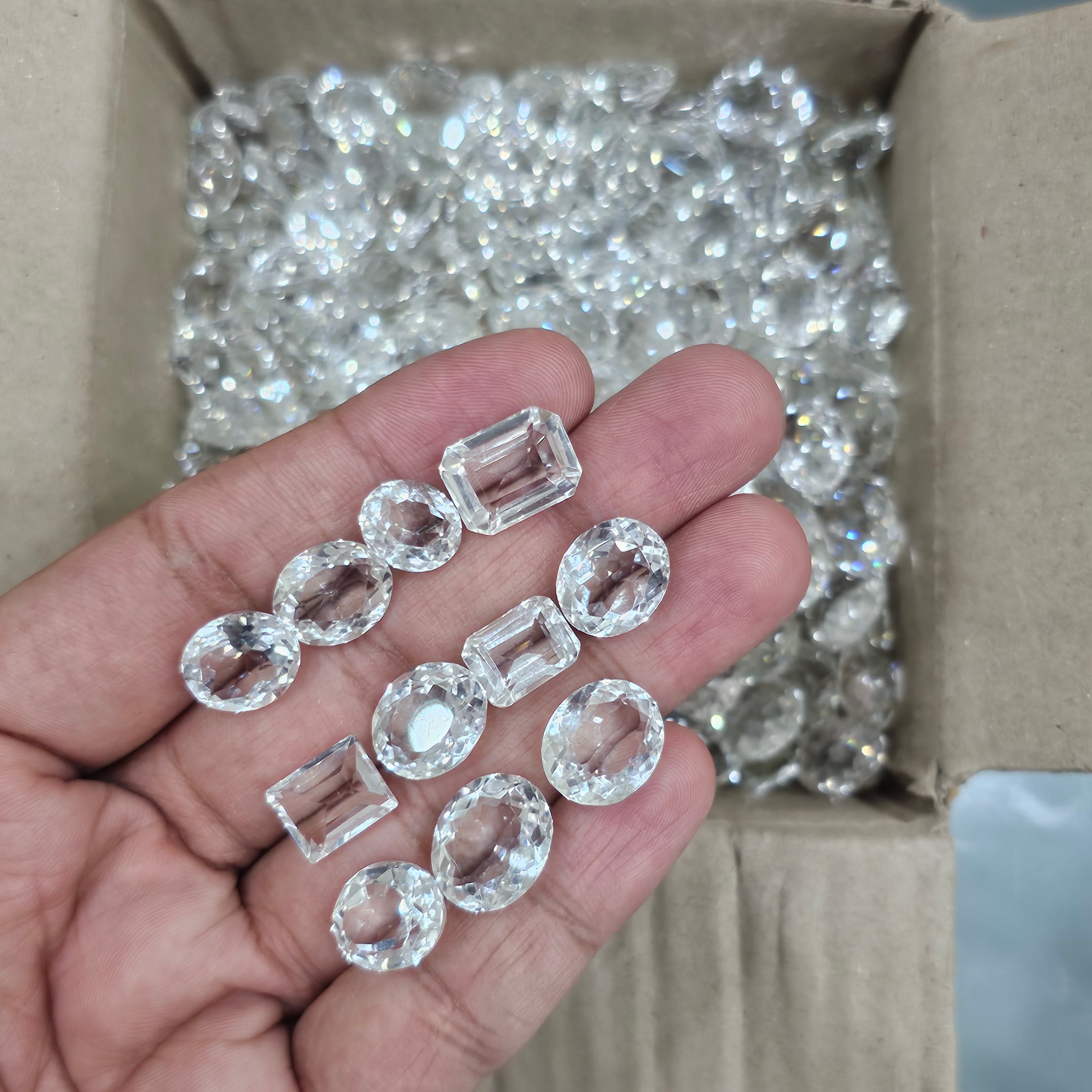 20 Pcs Clear Quartz | 12-17mm Ovals and Rectanglez | Flawless - The LabradoriteKing