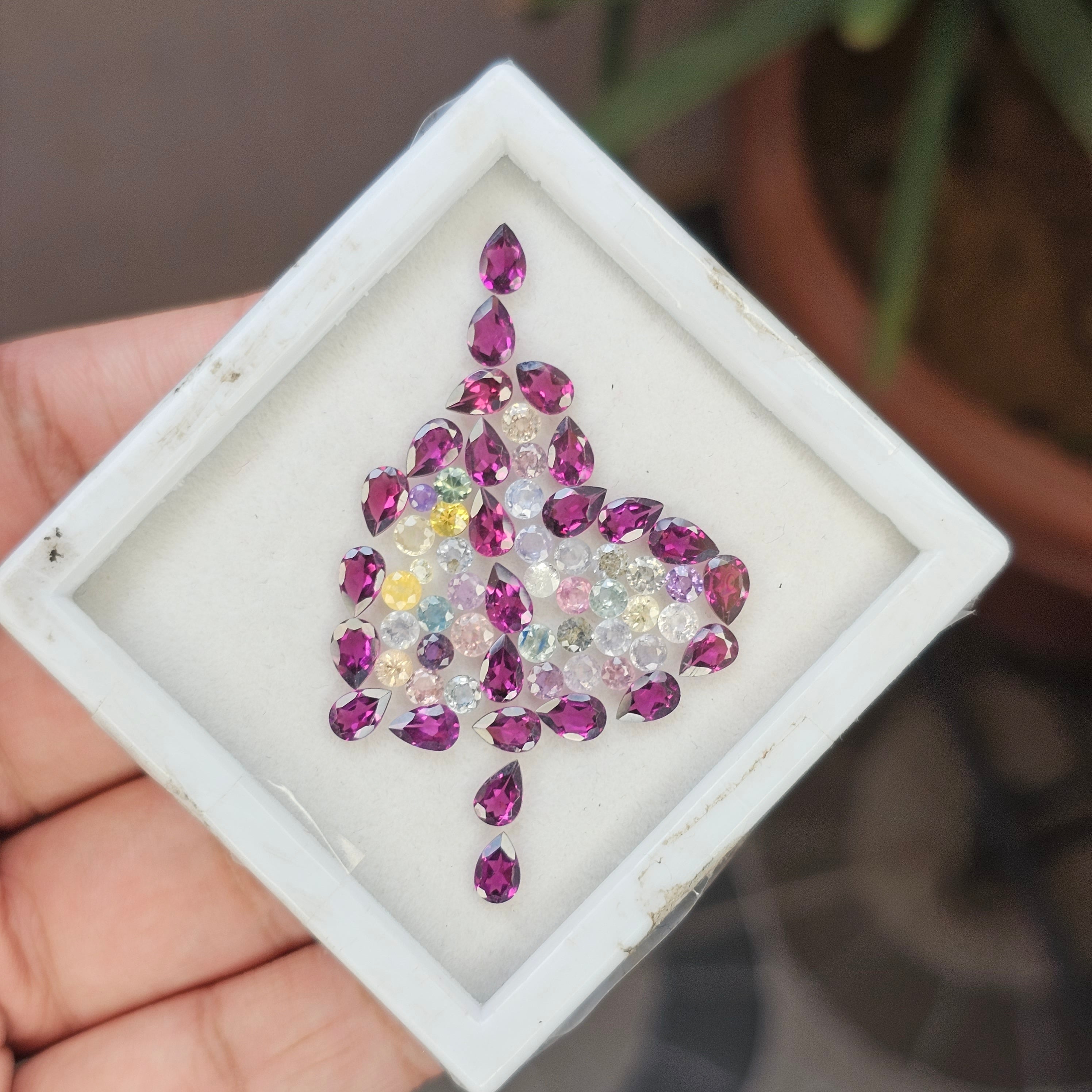 60 Pieces Natural  Rhodolite Garnet &  Multi Sapphire Faceted: Shape: Mix| Size:2-5 - The LabradoriteKing