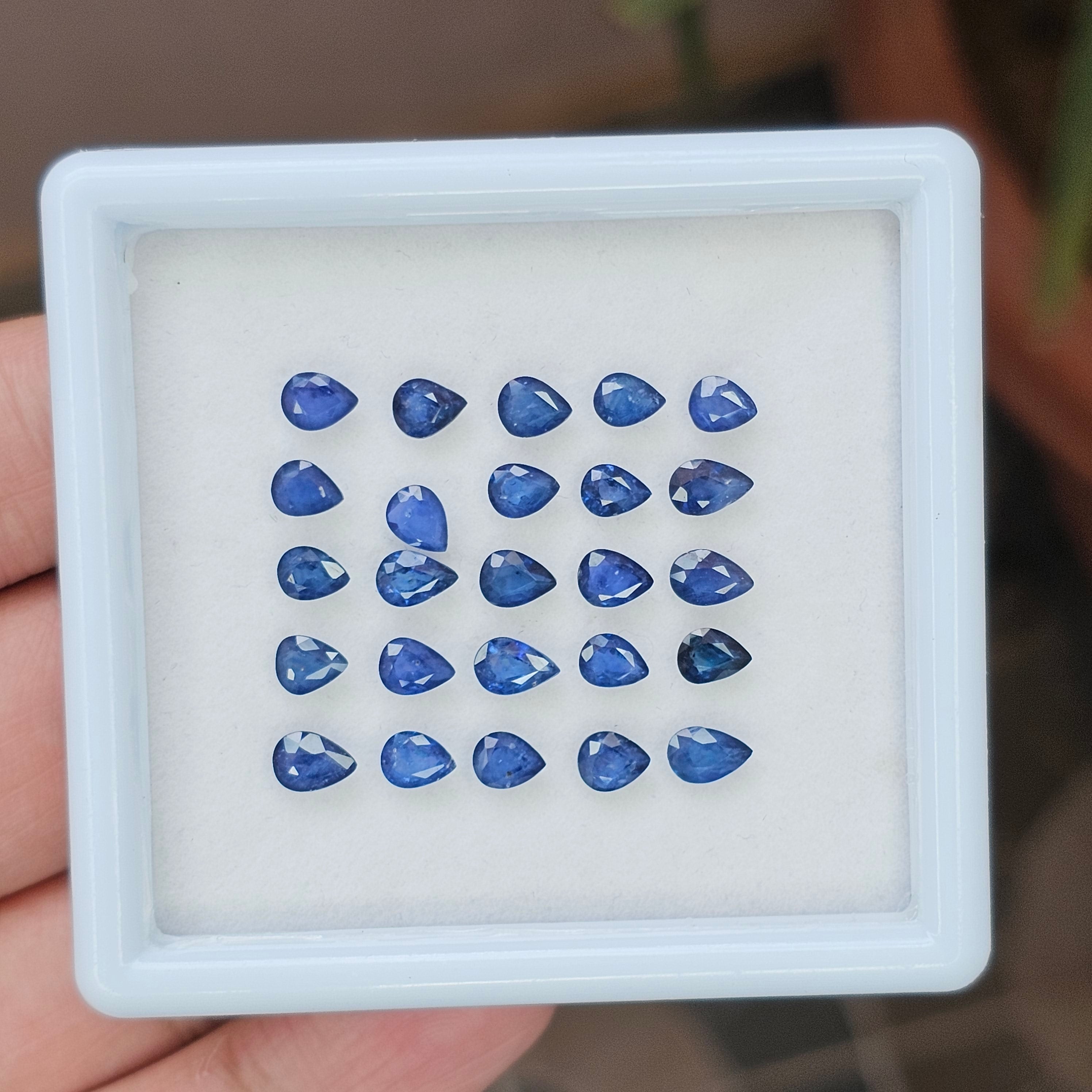 25 Pieces Natural Blue Sapphire Faceted: Shape:Pear | Size:5-6mm - The LabradoriteKing