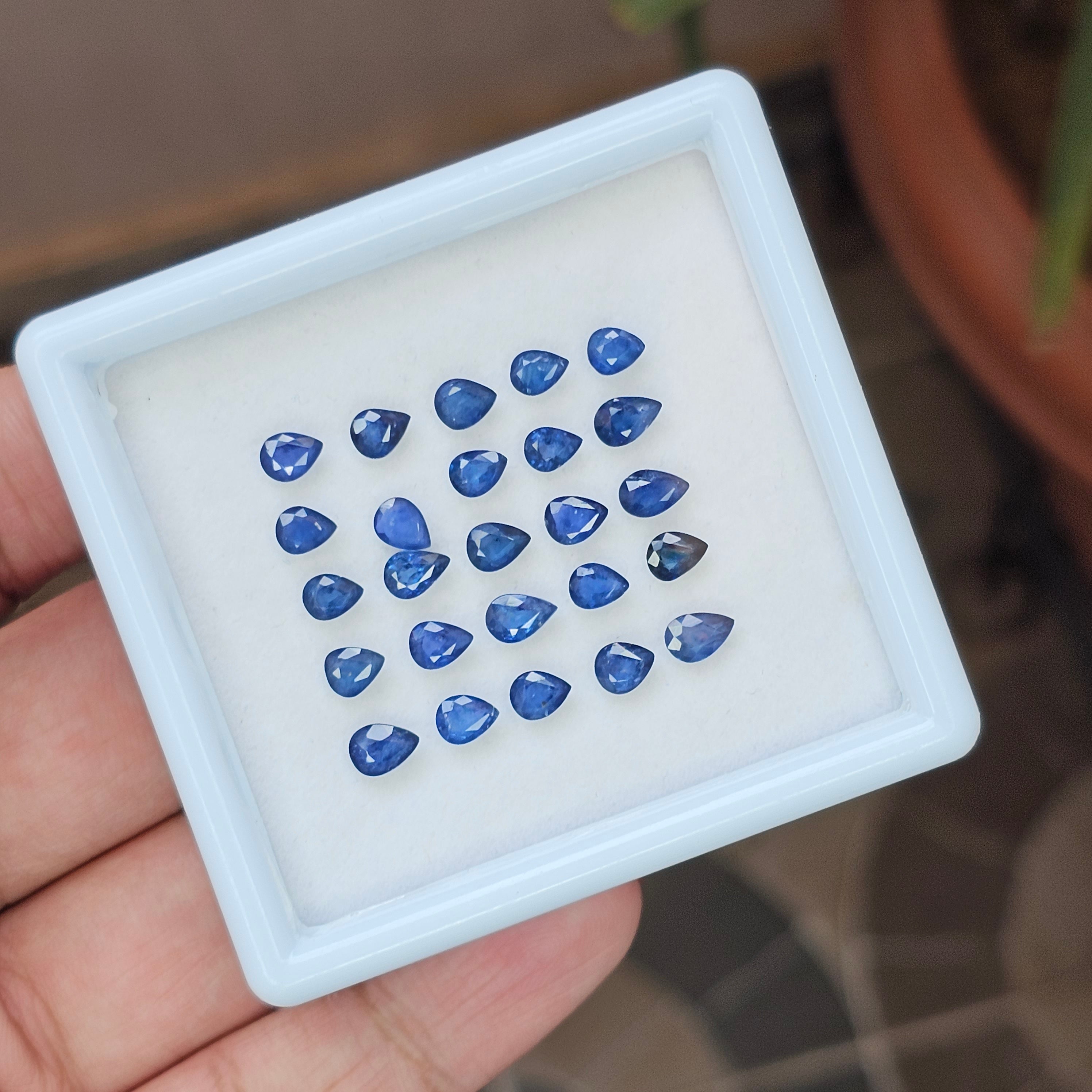 25 Pieces Natural Blue Sapphire Faceted: Shape:Pear | Size:5-6mm - The LabradoriteKing