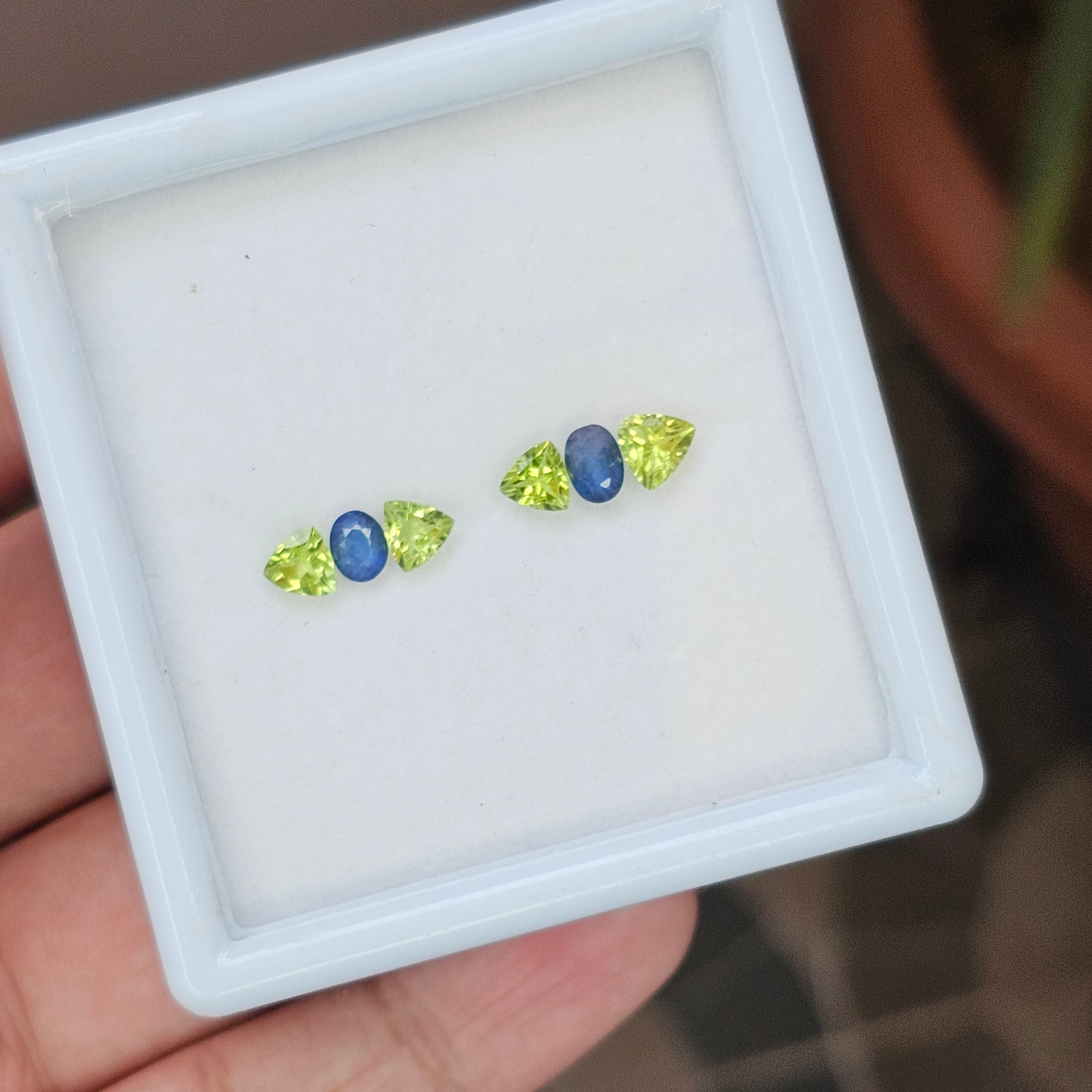 6 Pieces Natural Blue Sapphire & Peridot Faceted: Shape:Mix | Size:5-6mm - The LabradoriteKing